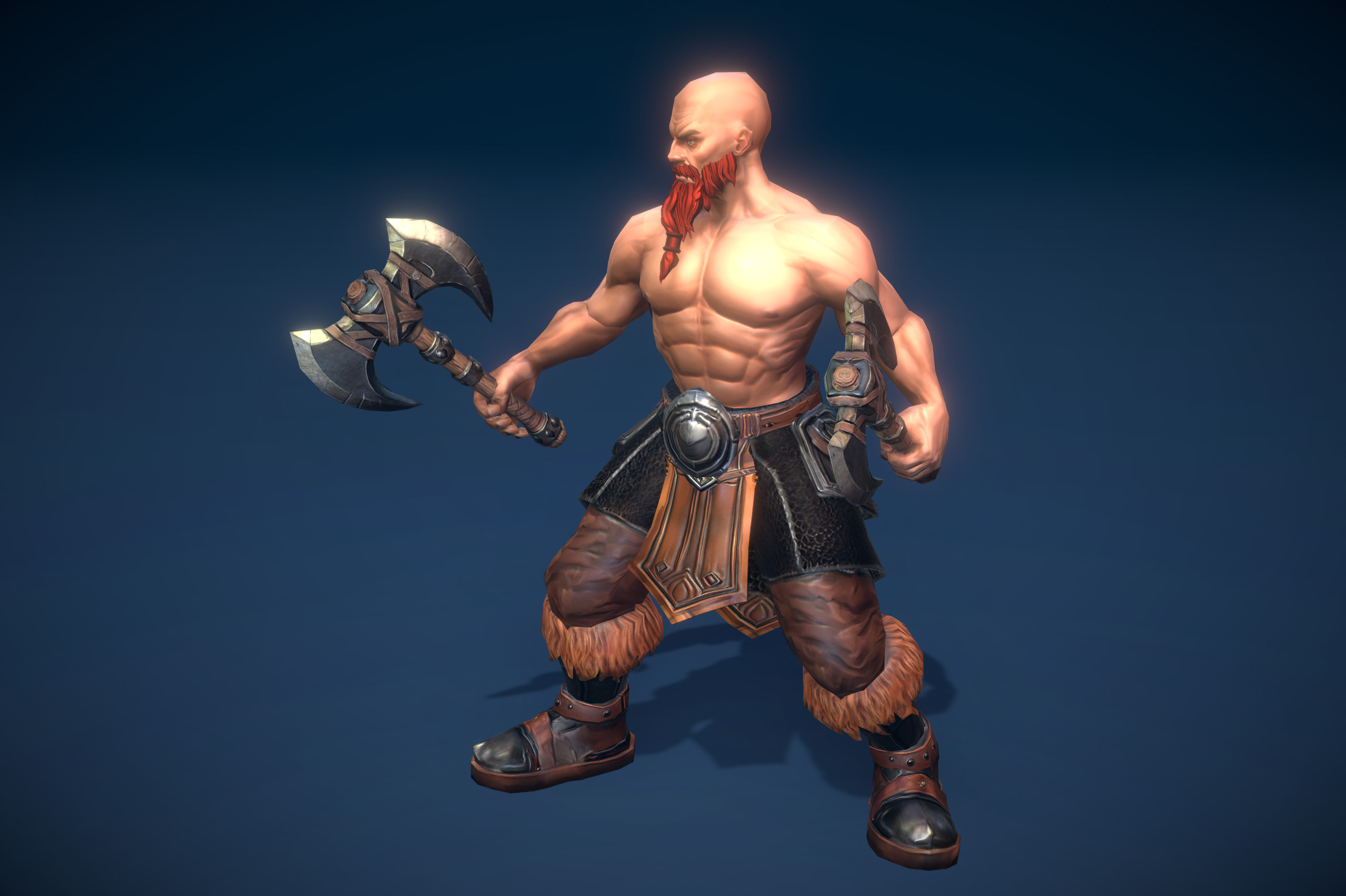 Stylized Human Barbarian Low-poly 3D model_3