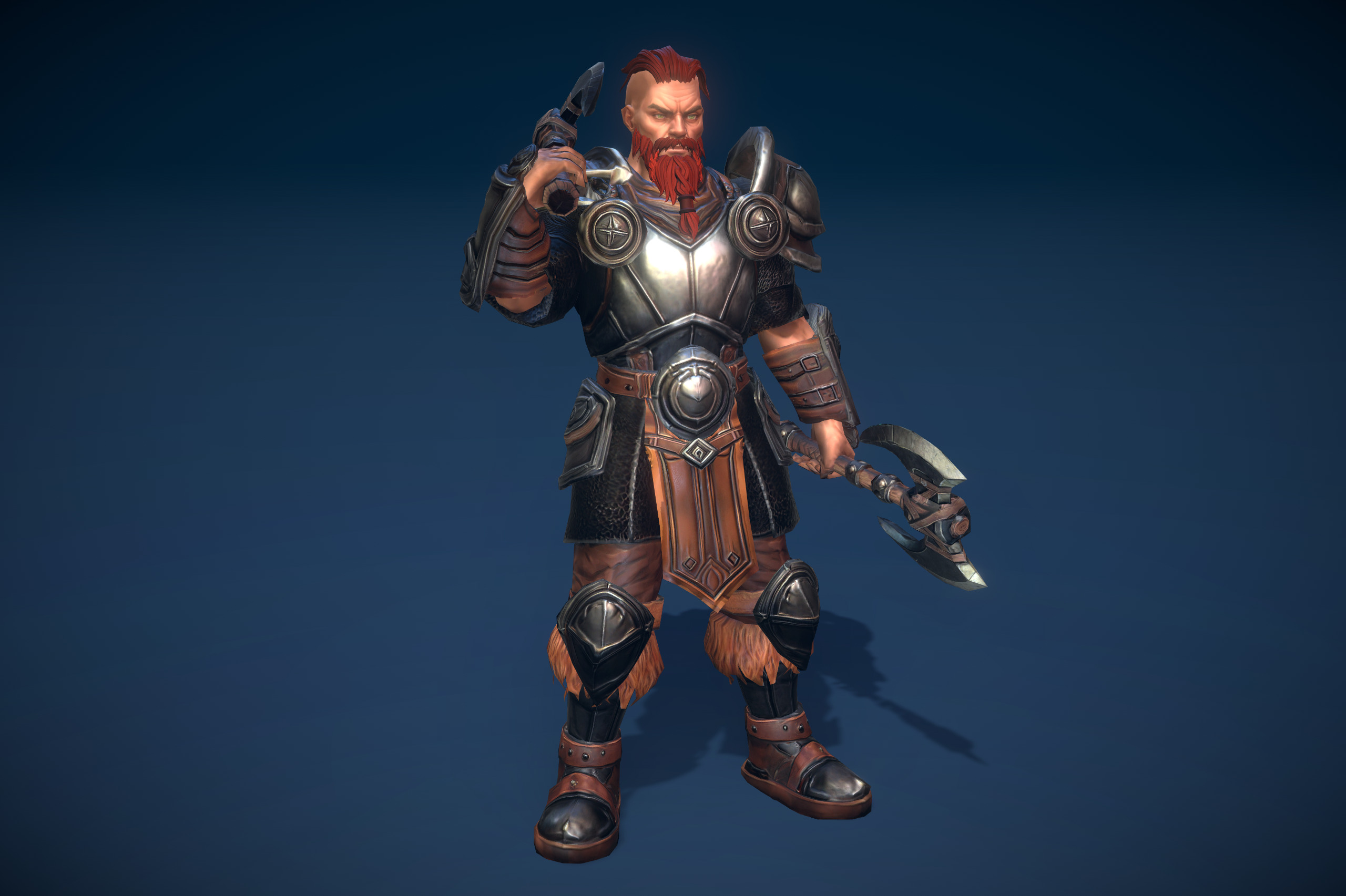 Stylized Human Barbarian Low-poly 3D model_5