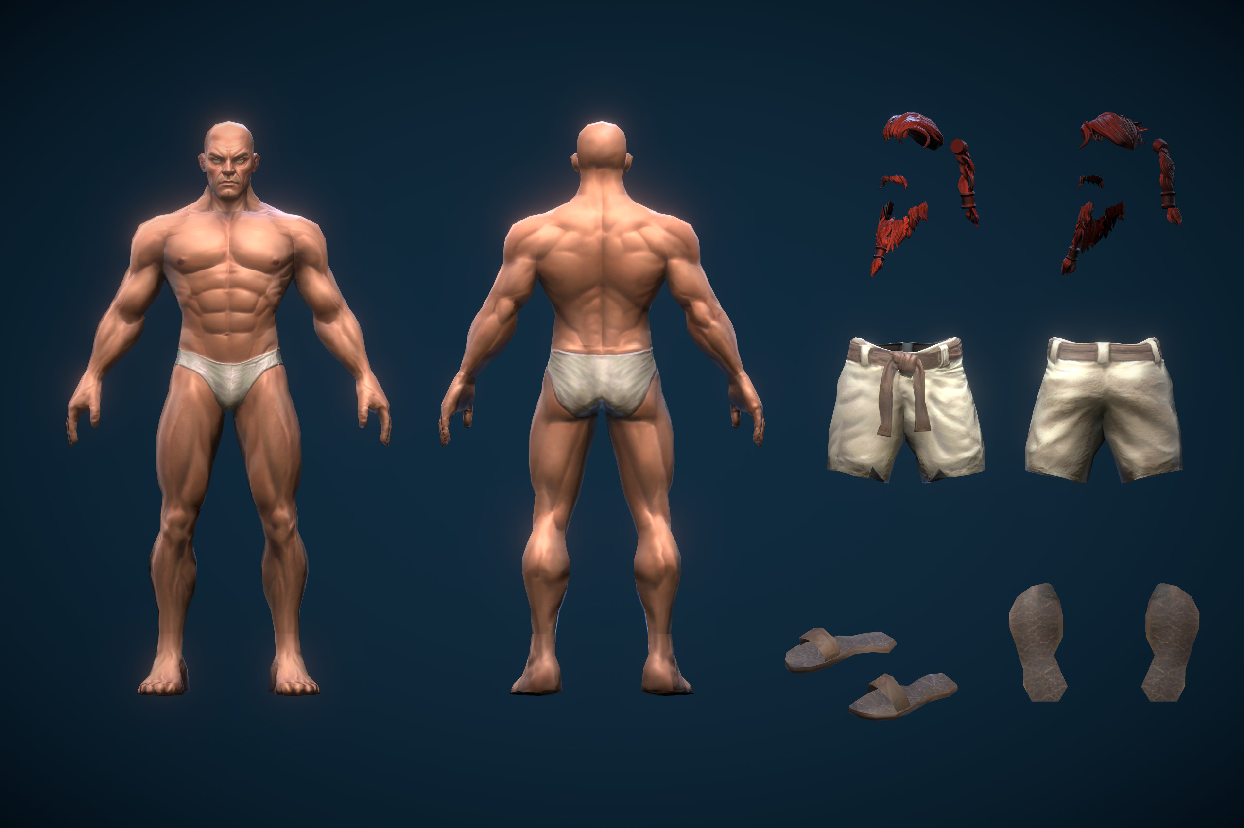Stylized Human Barbarian Low-poly 3D model_10