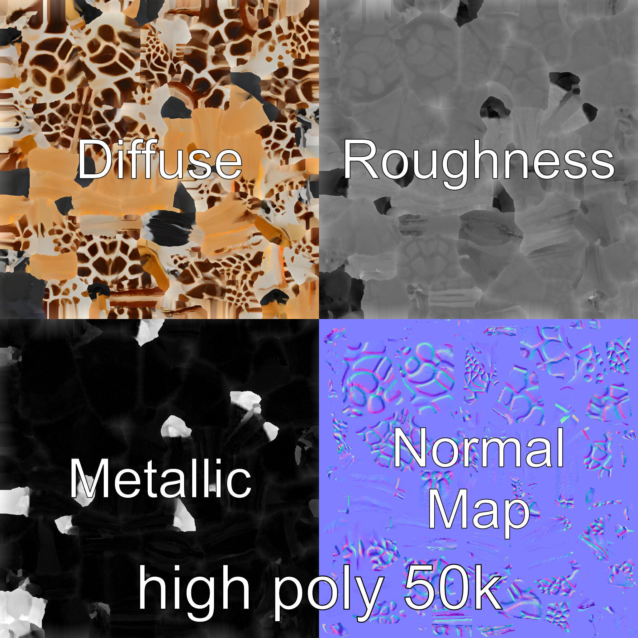 South African Giraffe Realistic Texture model pack Low-poly 3D model_3