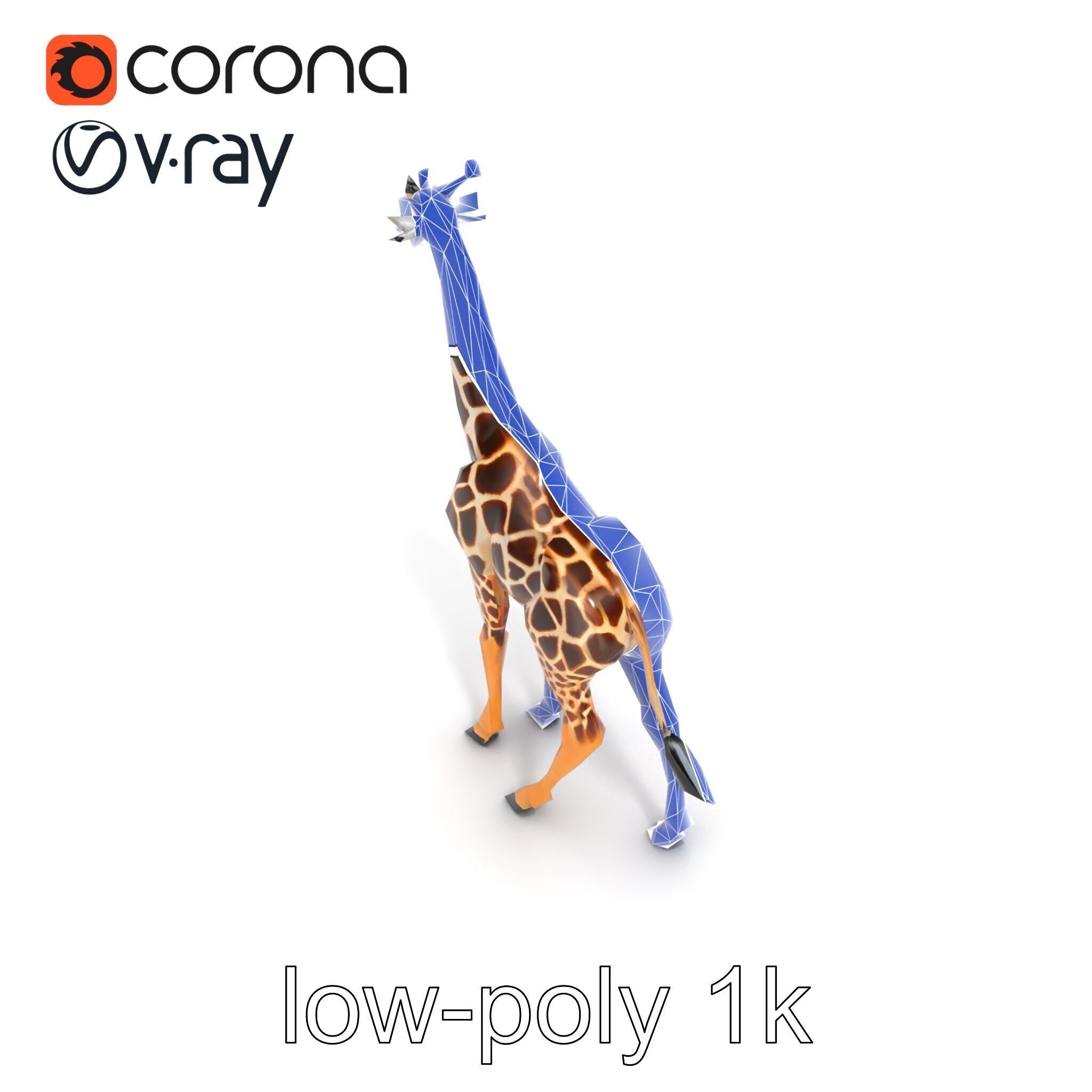 South African Giraffe Realistic Texture model pack Low-poly 3D model_15