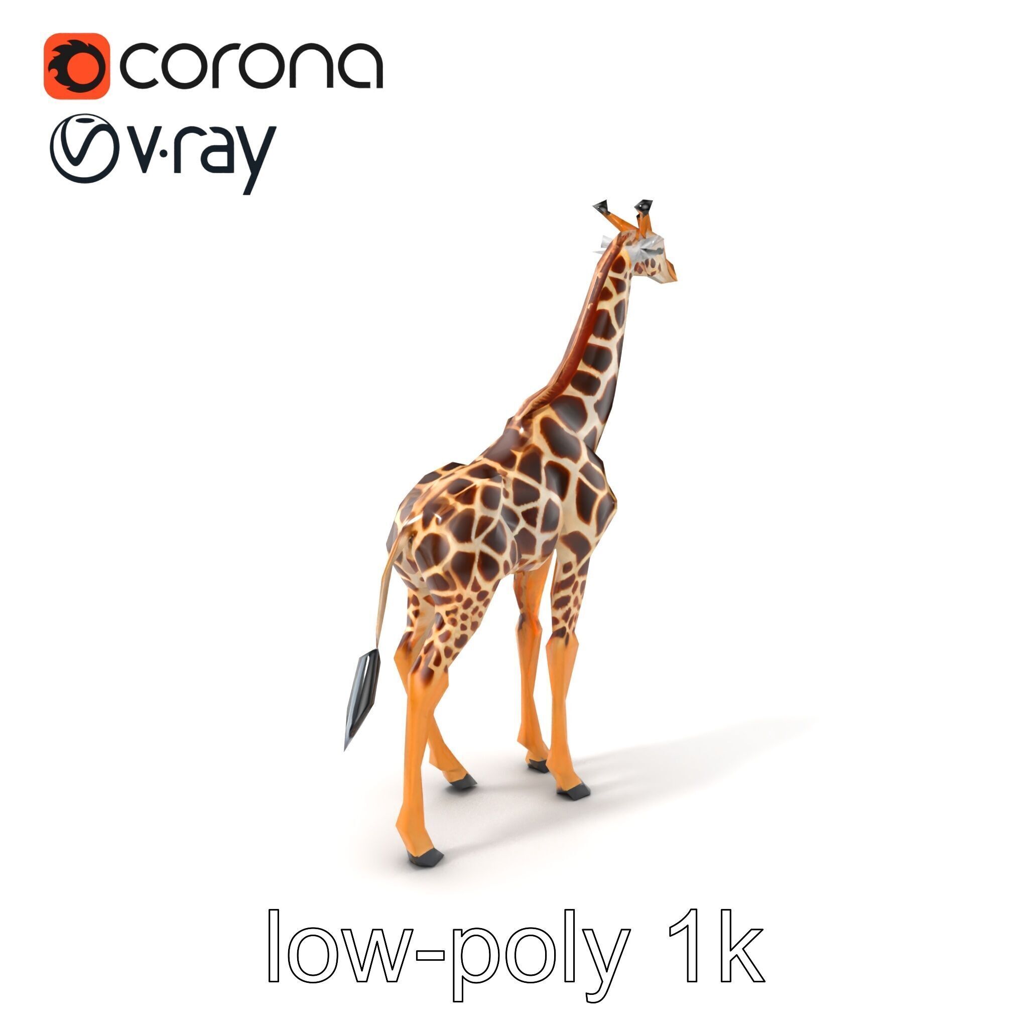 South African Giraffe Realistic Texture model pack Low-poly 3D model_5