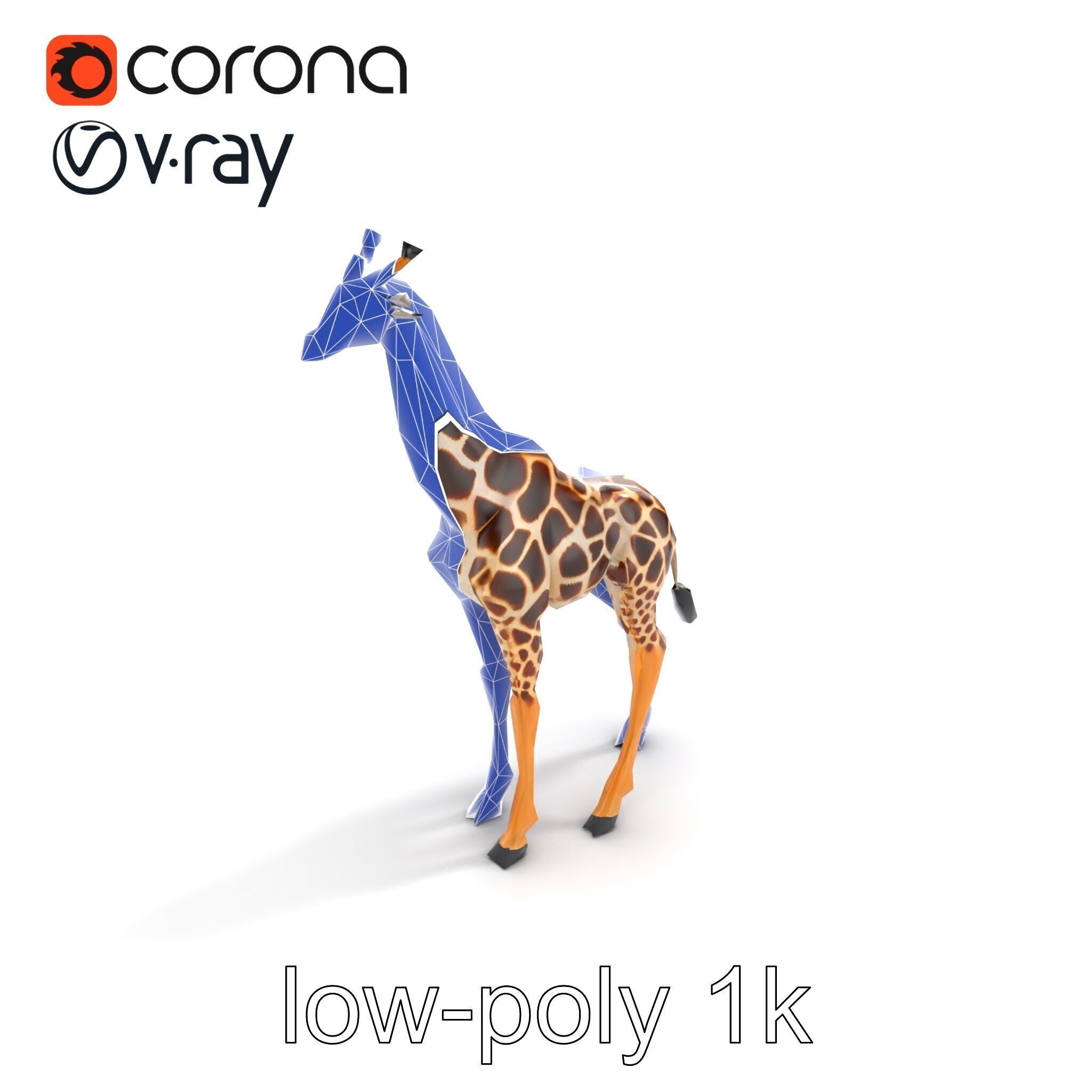 South African Giraffe Realistic Texture model pack Low-poly 3D model_28