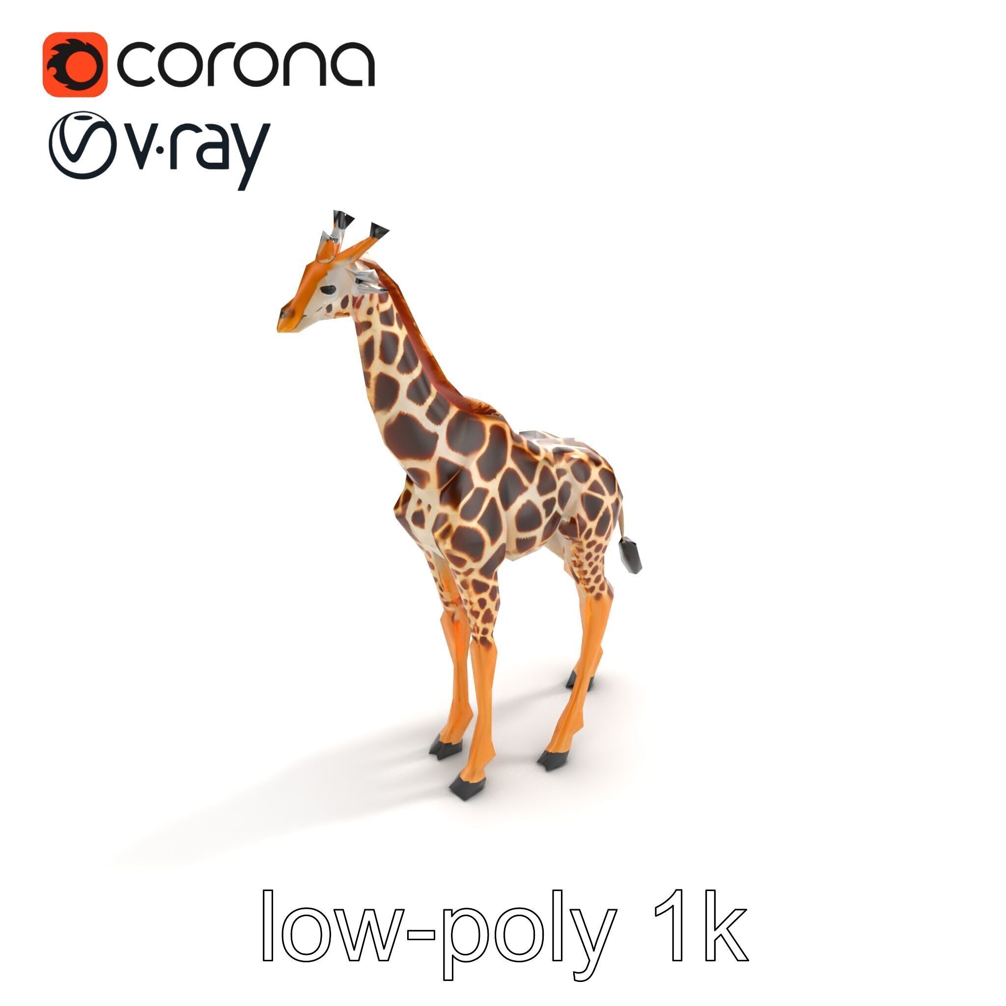 South African Giraffe Realistic Texture model pack Low-poly 3D model_9