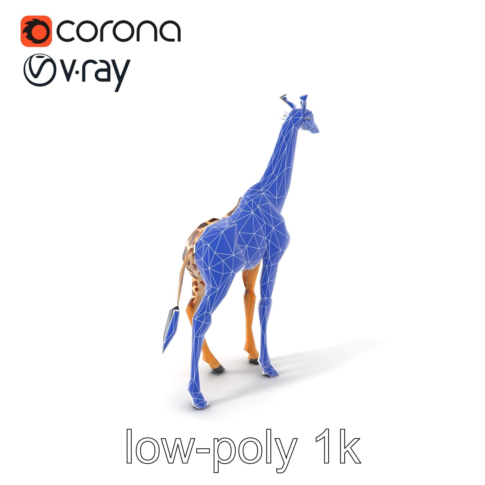 South African Giraffe Realistic Texture model pack Low-poly 3D model_7