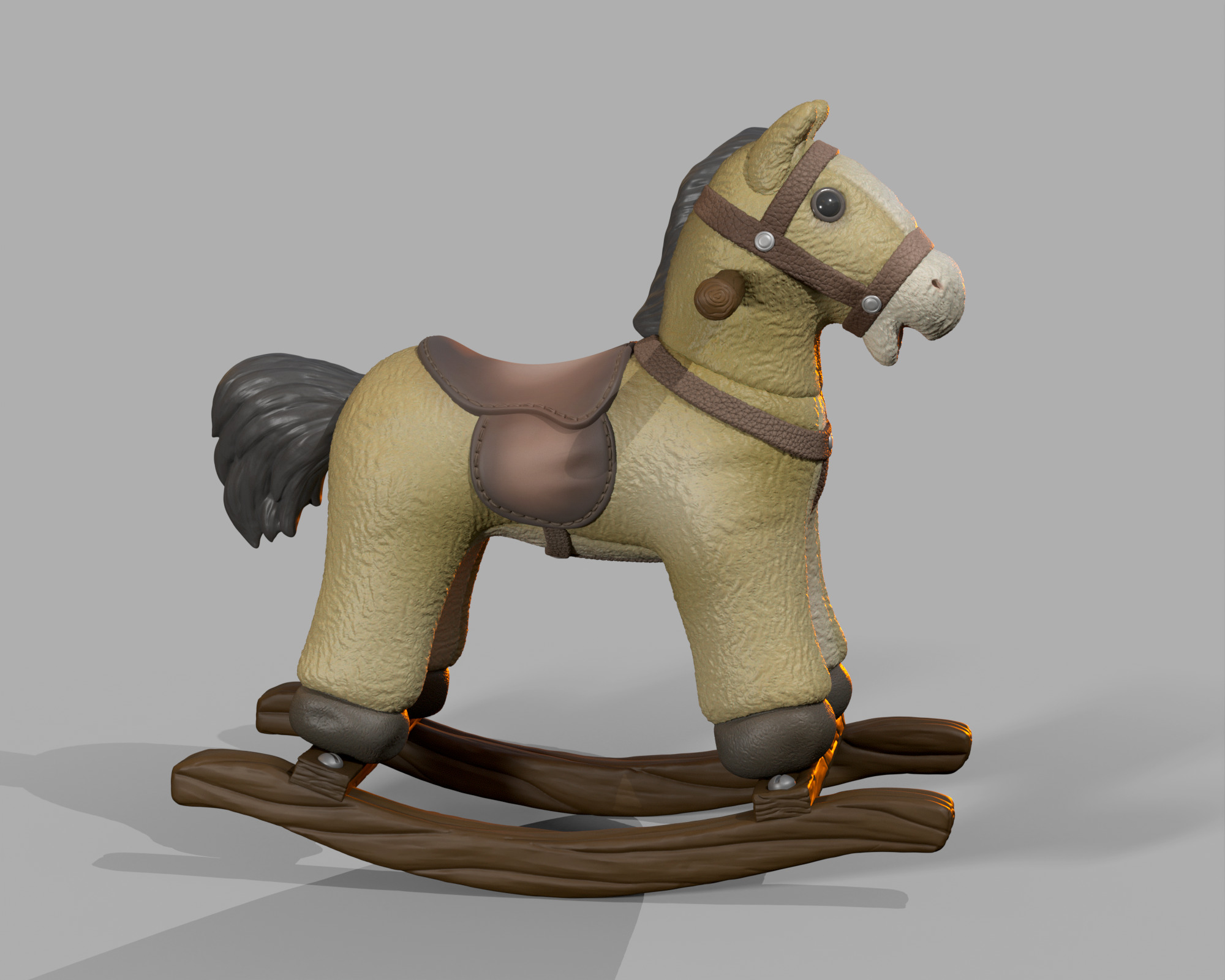 Plush Rocking Horse Toy 3D print model_2