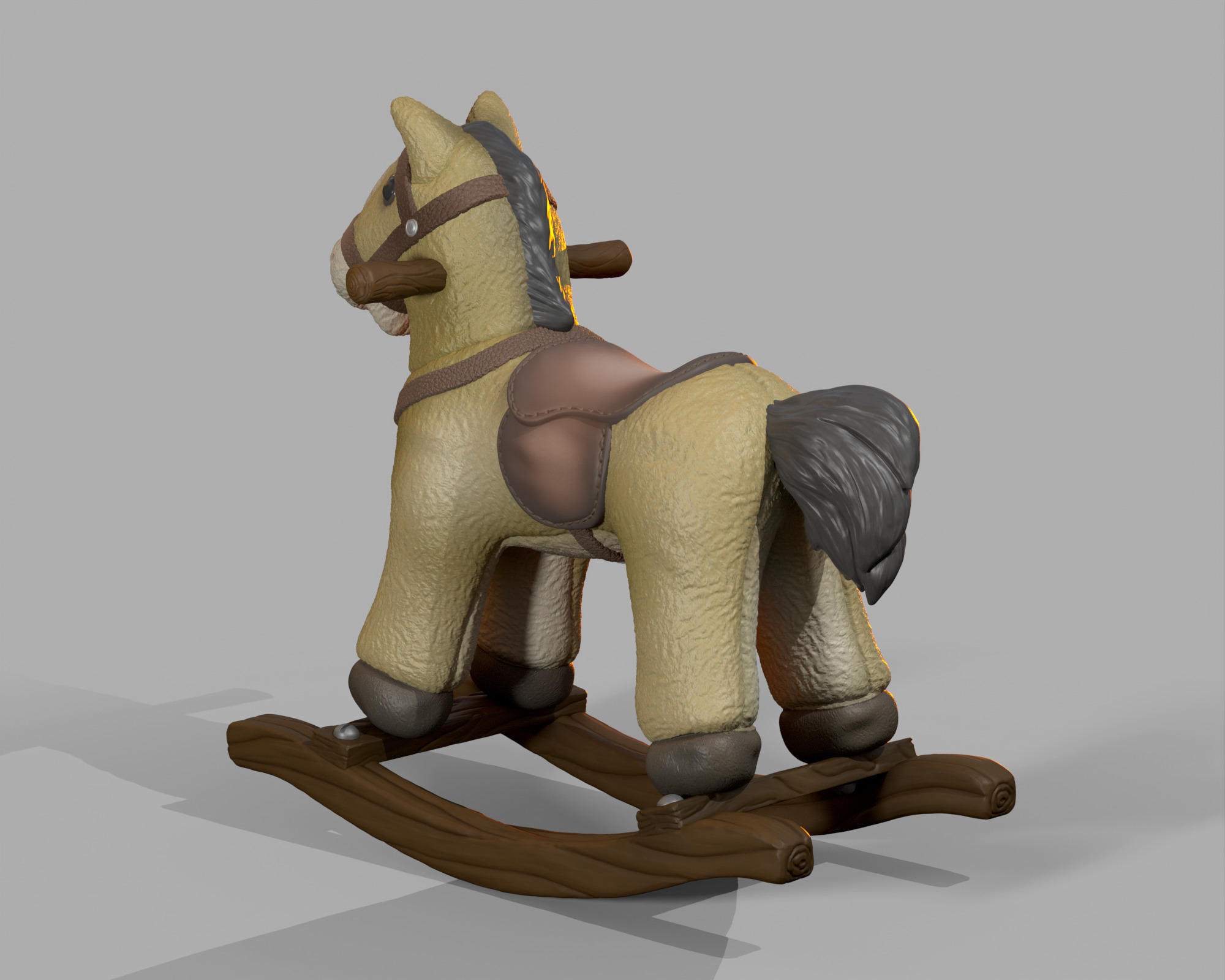 Plush Rocking Horse Toy 3D print model_3