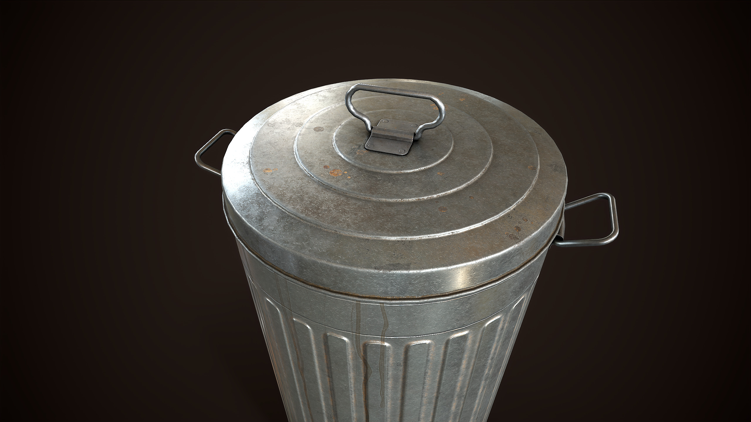 Metal trash can Low-poly 3D model_6
