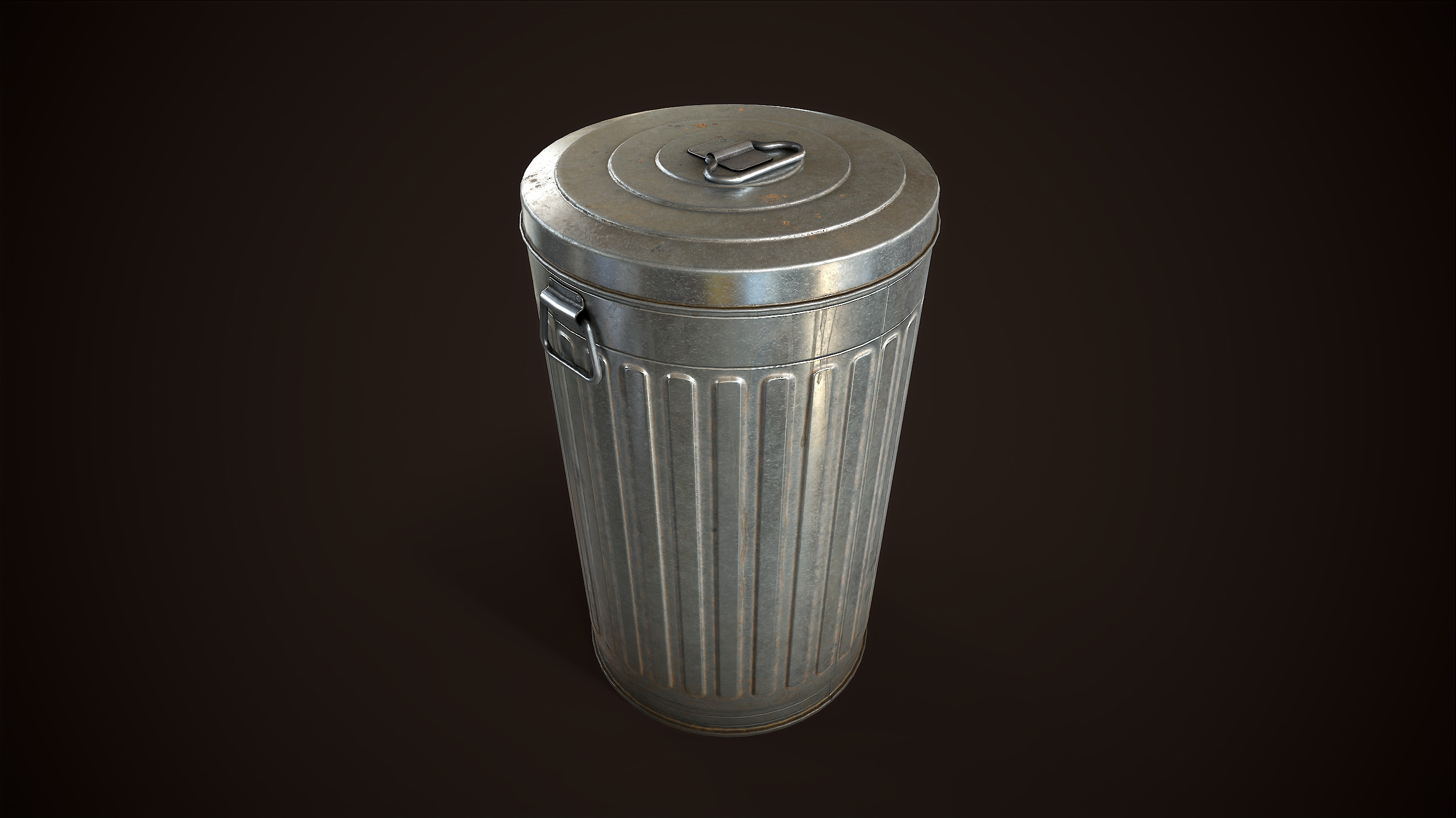 Metal trash can Low-poly 3D model_4