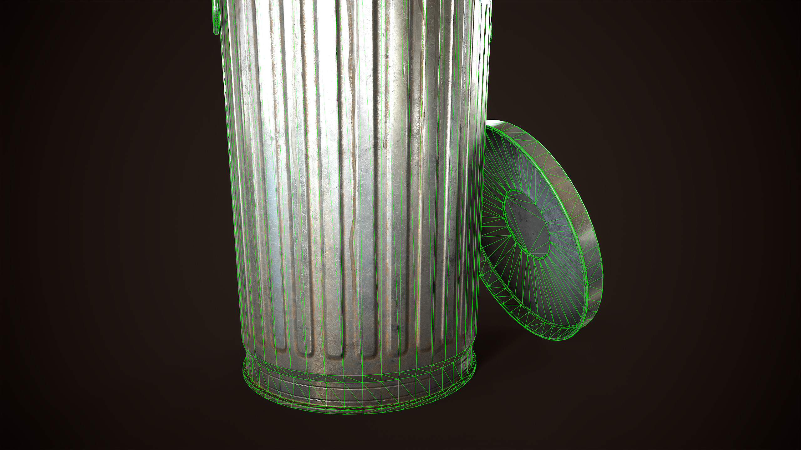 Metal trash can Low-poly 3D model_9