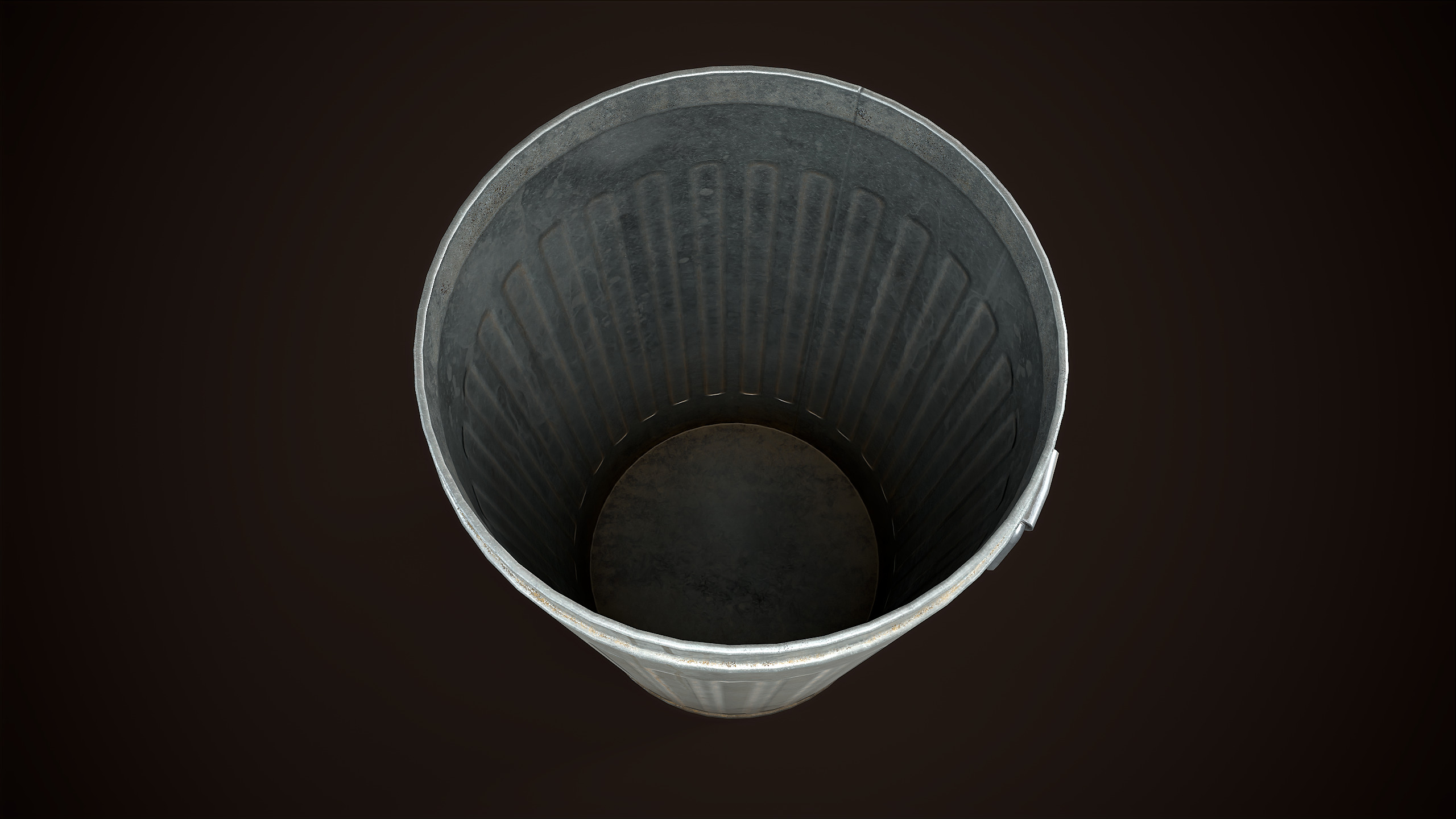 Metal trash can Low-poly 3D model_7