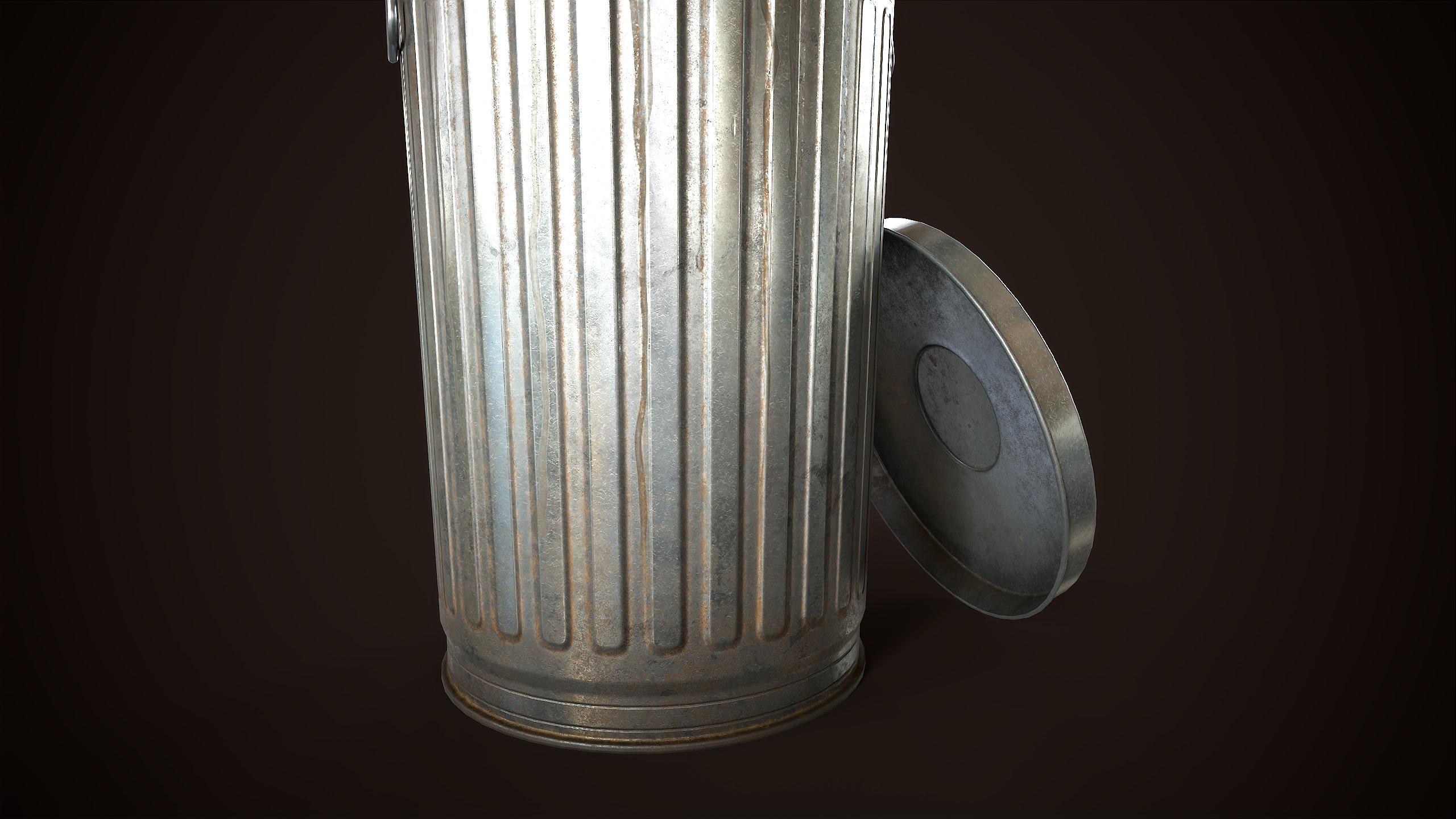 Metal trash can Low-poly 3D model_5