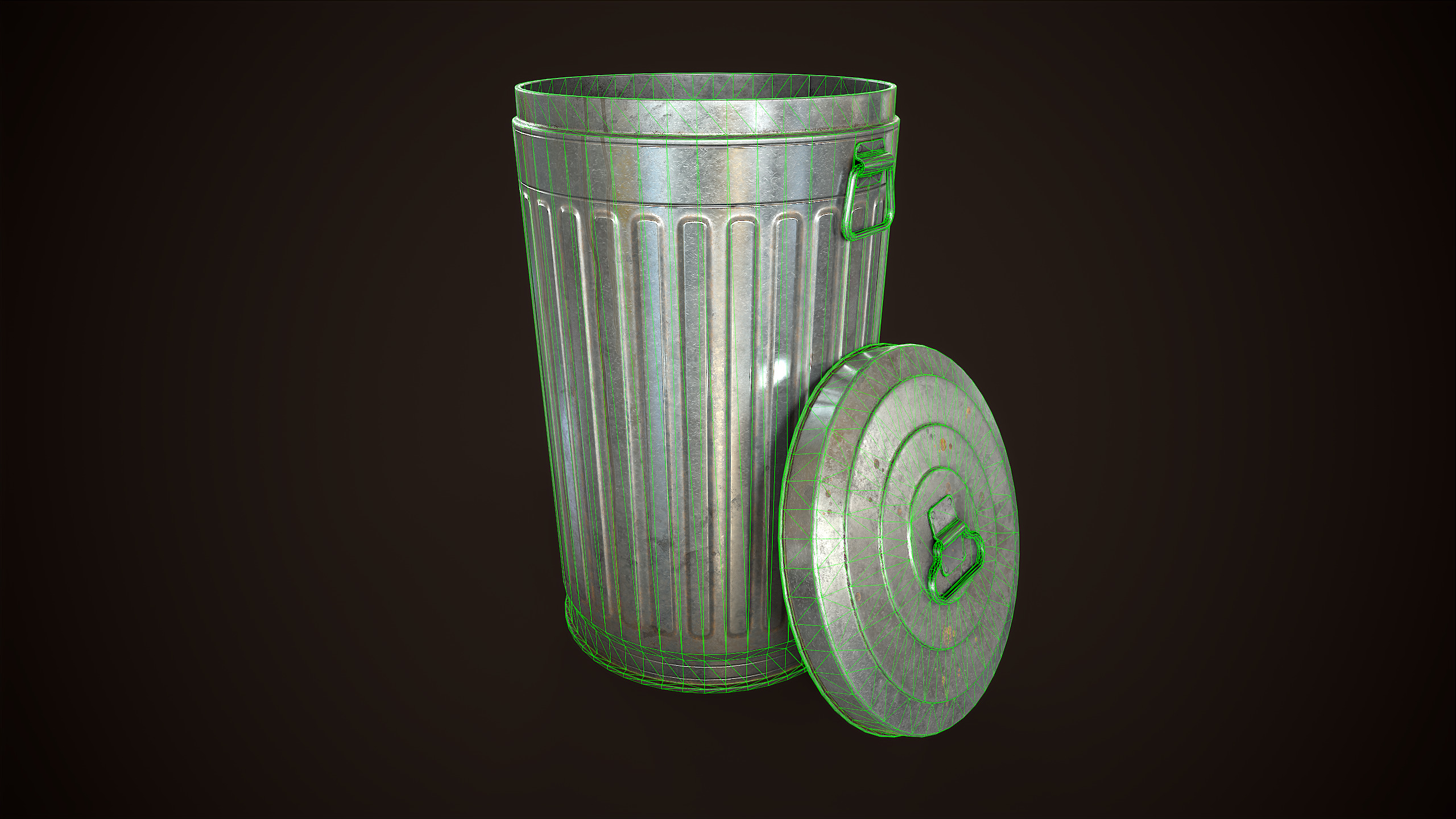 Metal trash can Low-poly 3D model_8