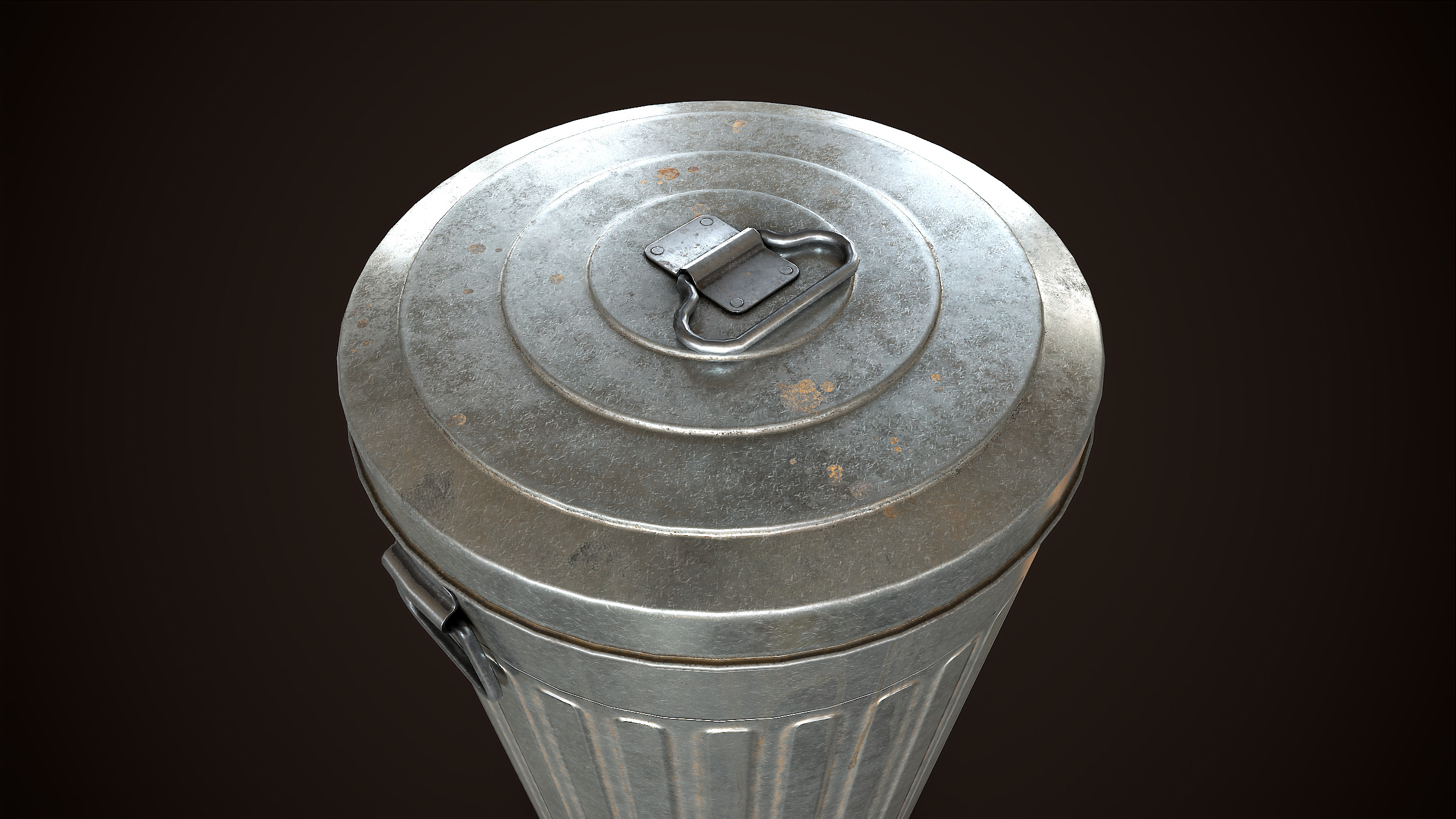 Metal trash can Low-poly 3D model_3