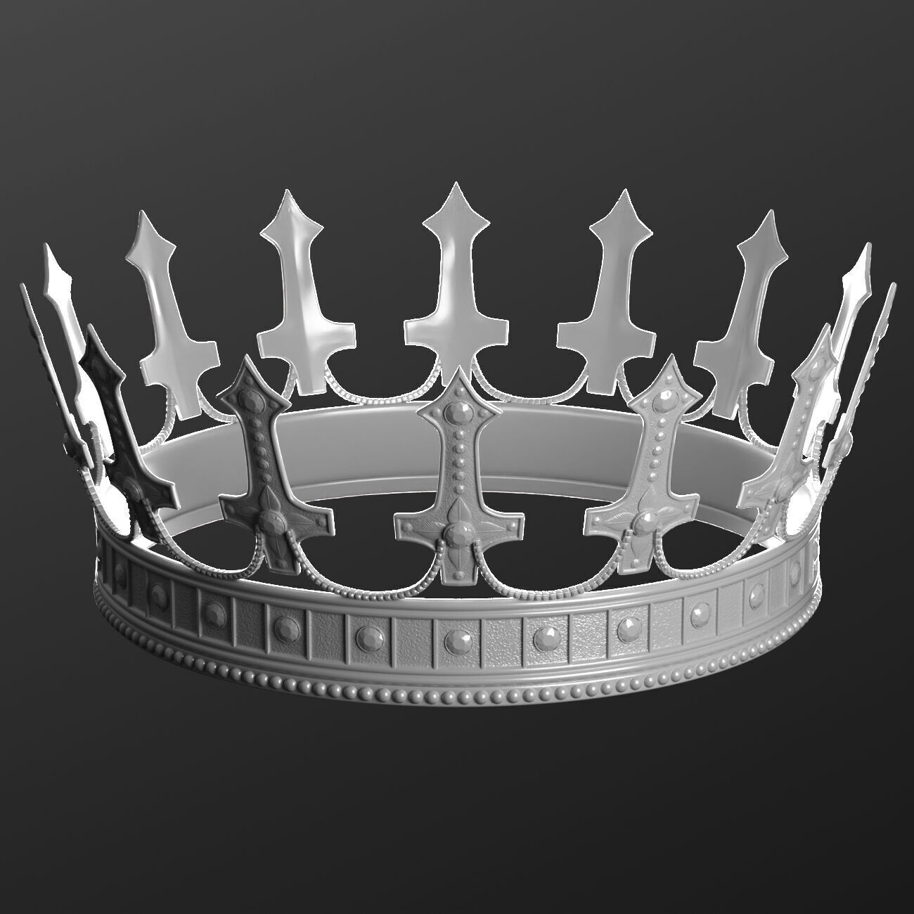 Realistic Crowns set 2 ornate ring 3D model_9