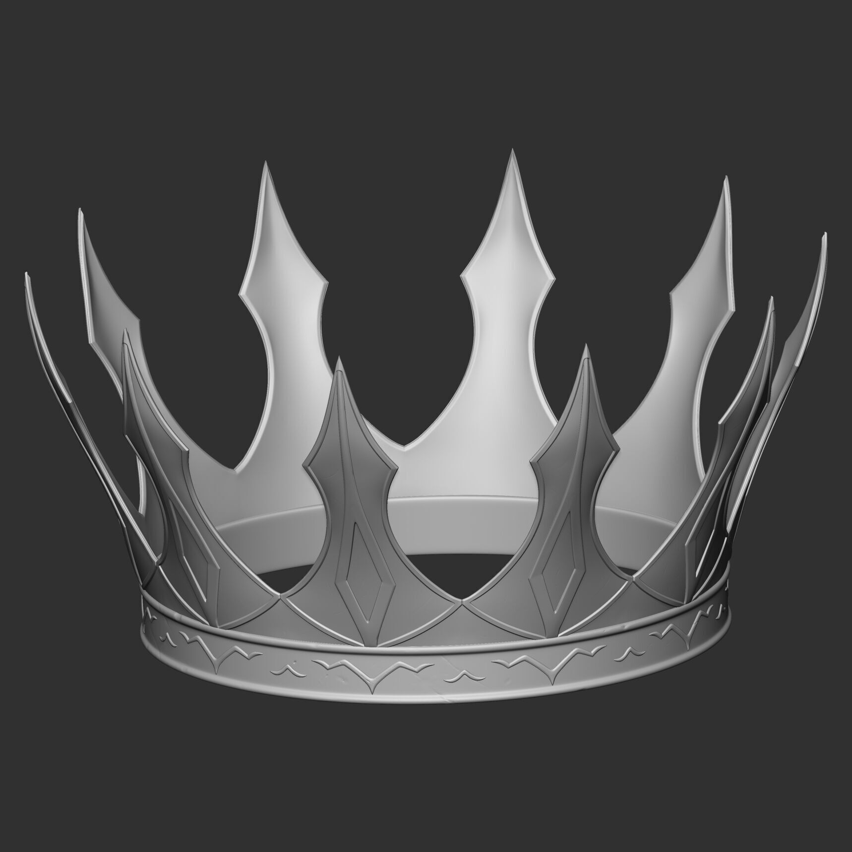 Realistic Crowns set 2 ornate ring 3D model_14