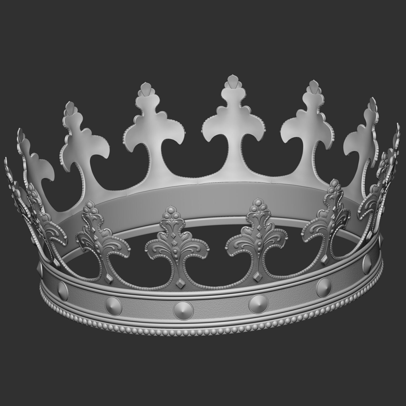 Realistic Crowns set 2 ornate ring 3D model_17