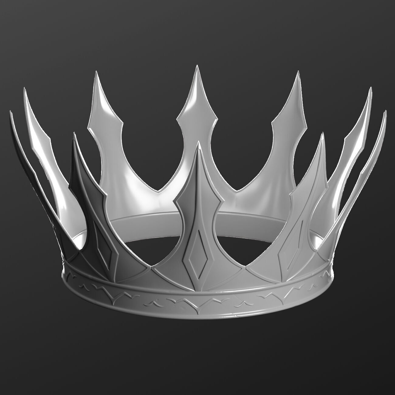 Realistic Crowns set 2 ornate ring 3D model_4
