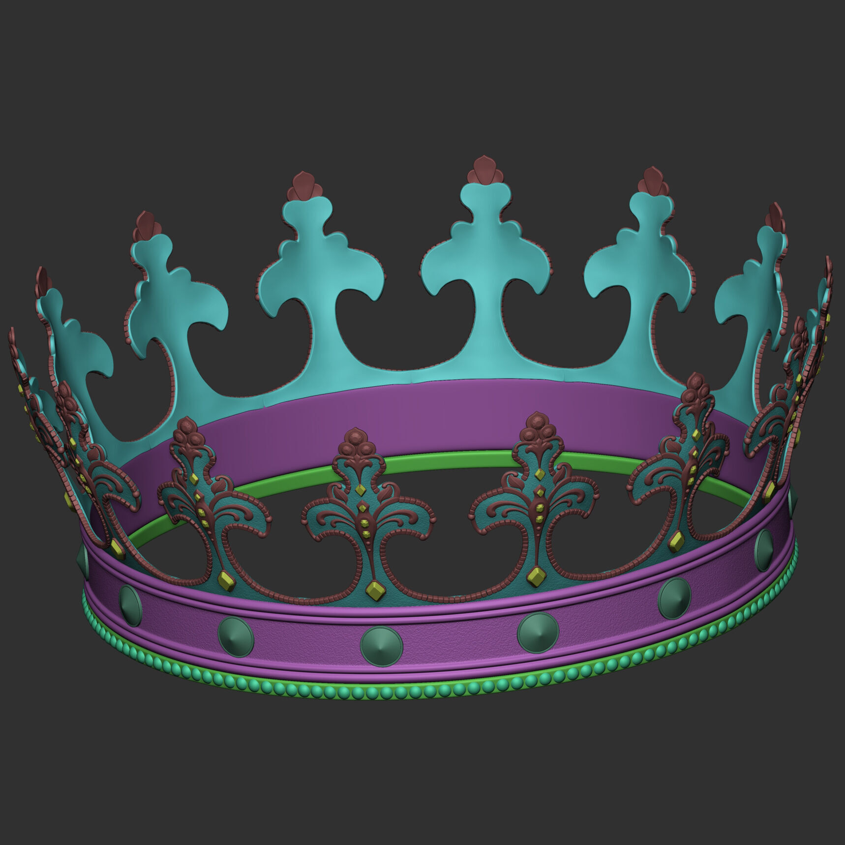 Realistic Crowns set 2 ornate ring 3D model_24
