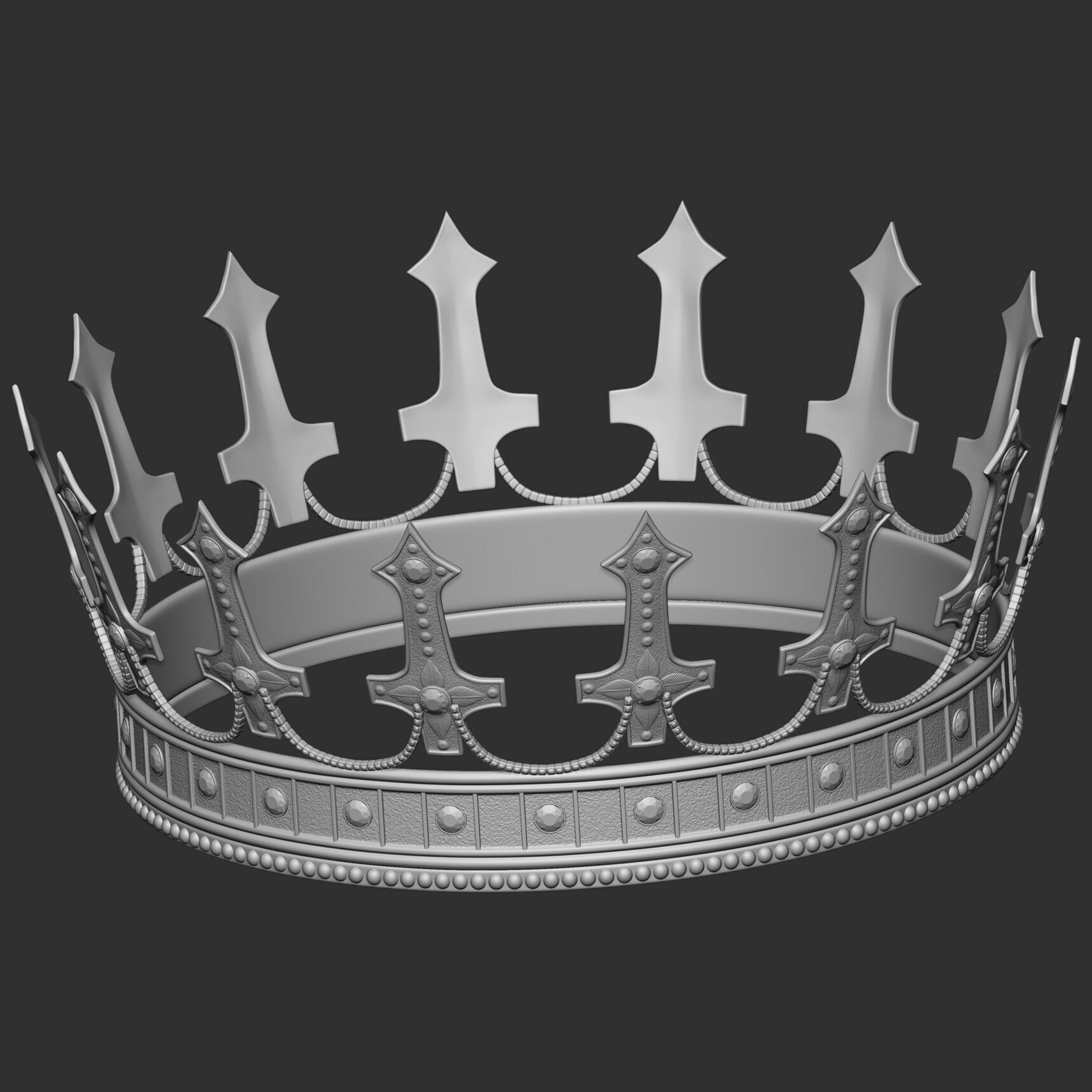 Realistic Crowns set 2 ornate ring 3D model_19
