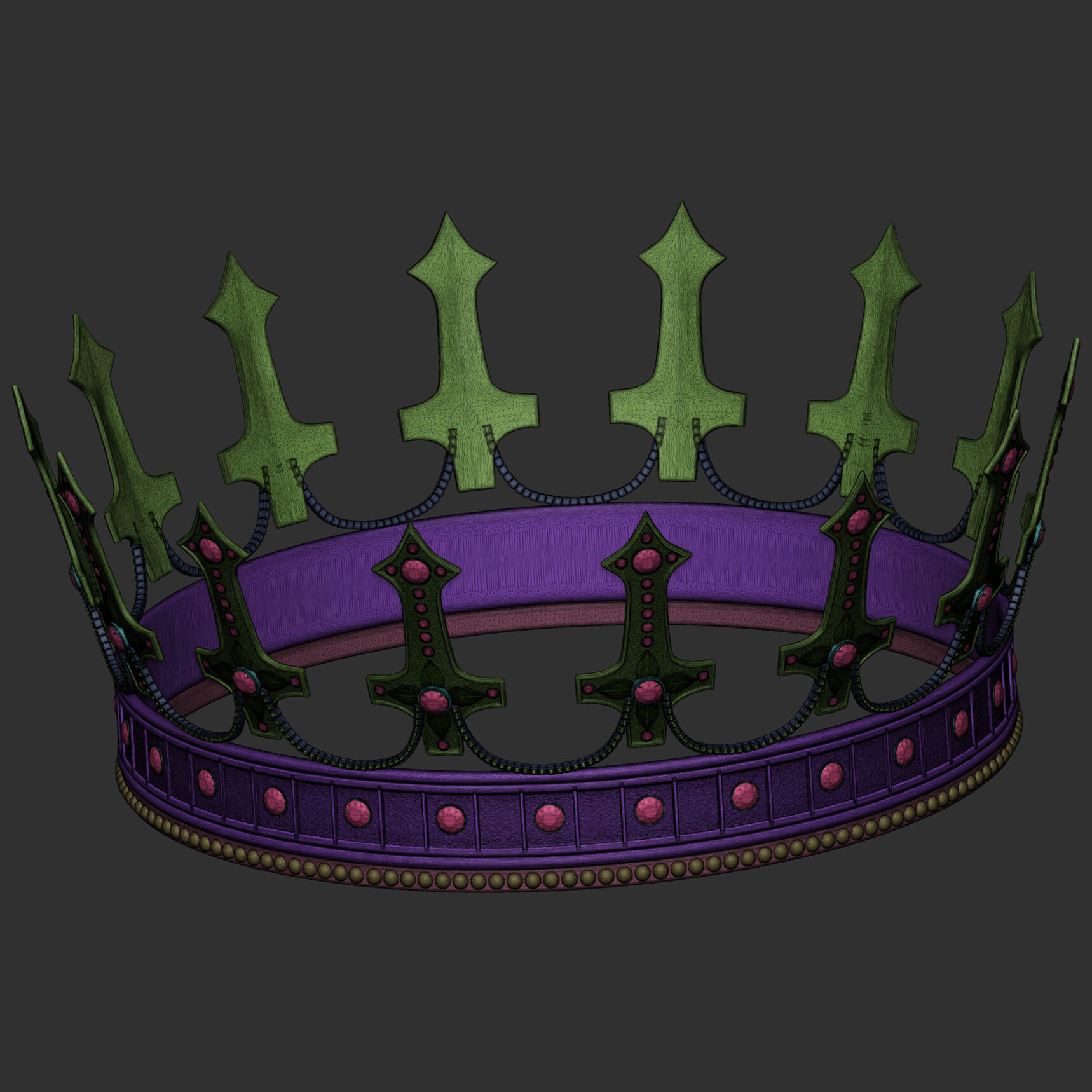 Realistic Crowns set 2 ornate ring 3D model_26