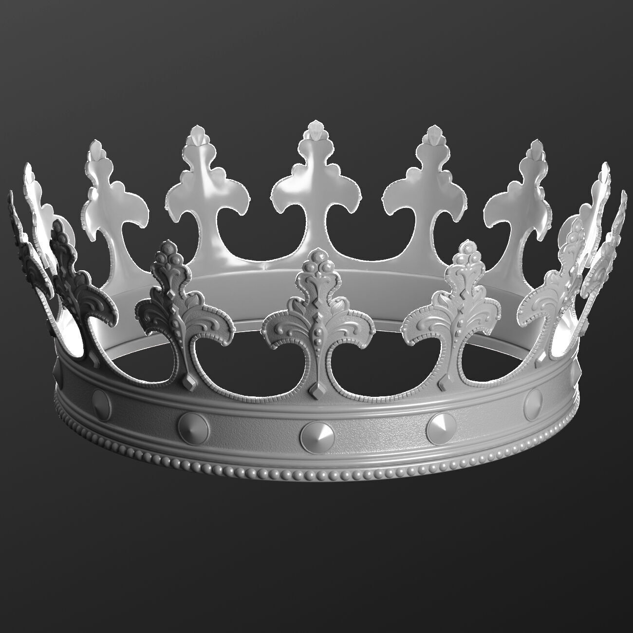 Realistic Crowns set 2 ornate ring 3D model_7