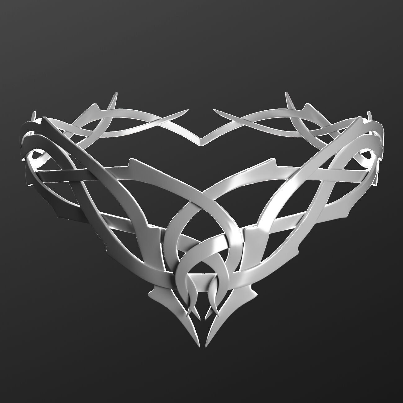 Realistic Crowns set 2 ornate ring 3D model_2