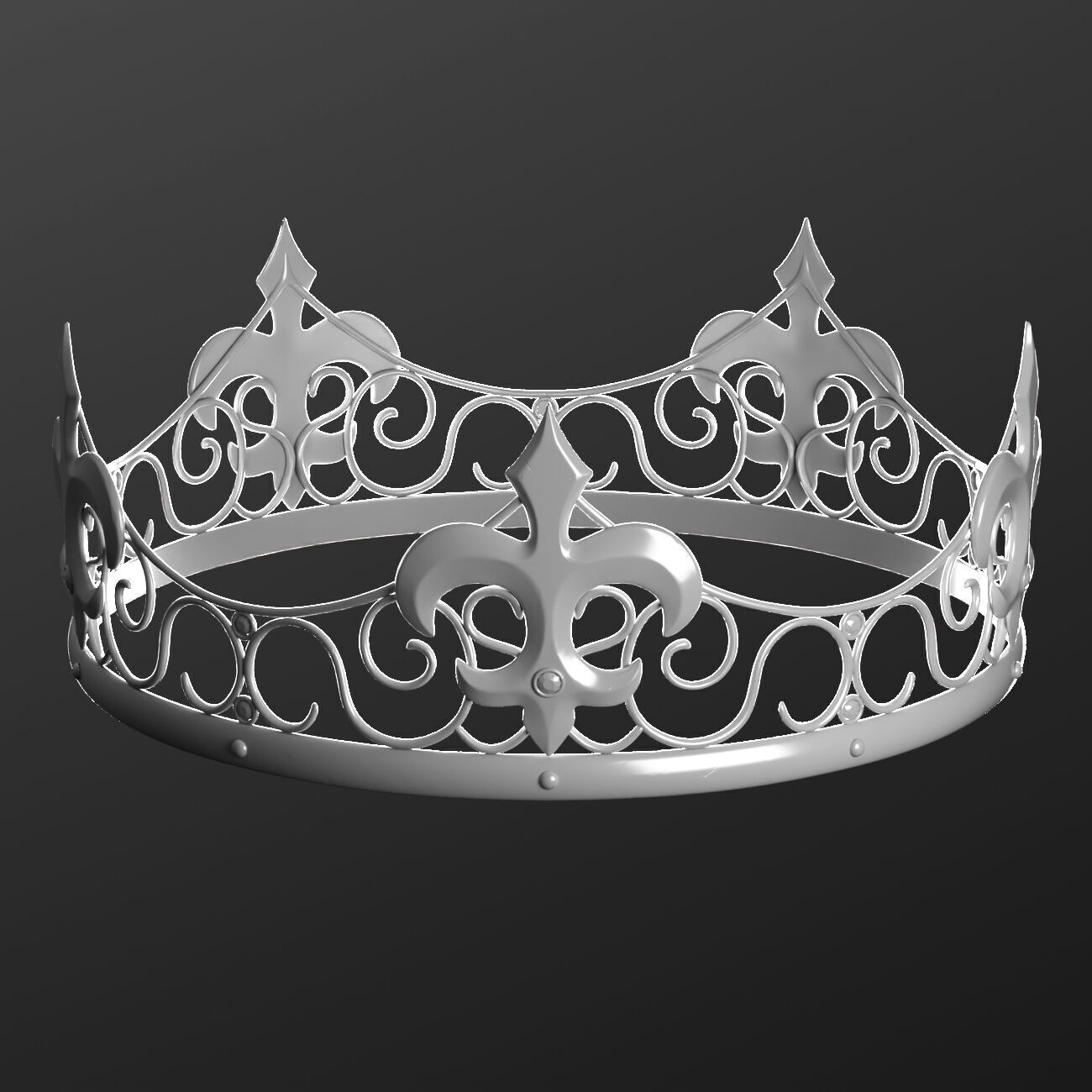 Realistic Crowns set 2 ornate ring 3D model_10