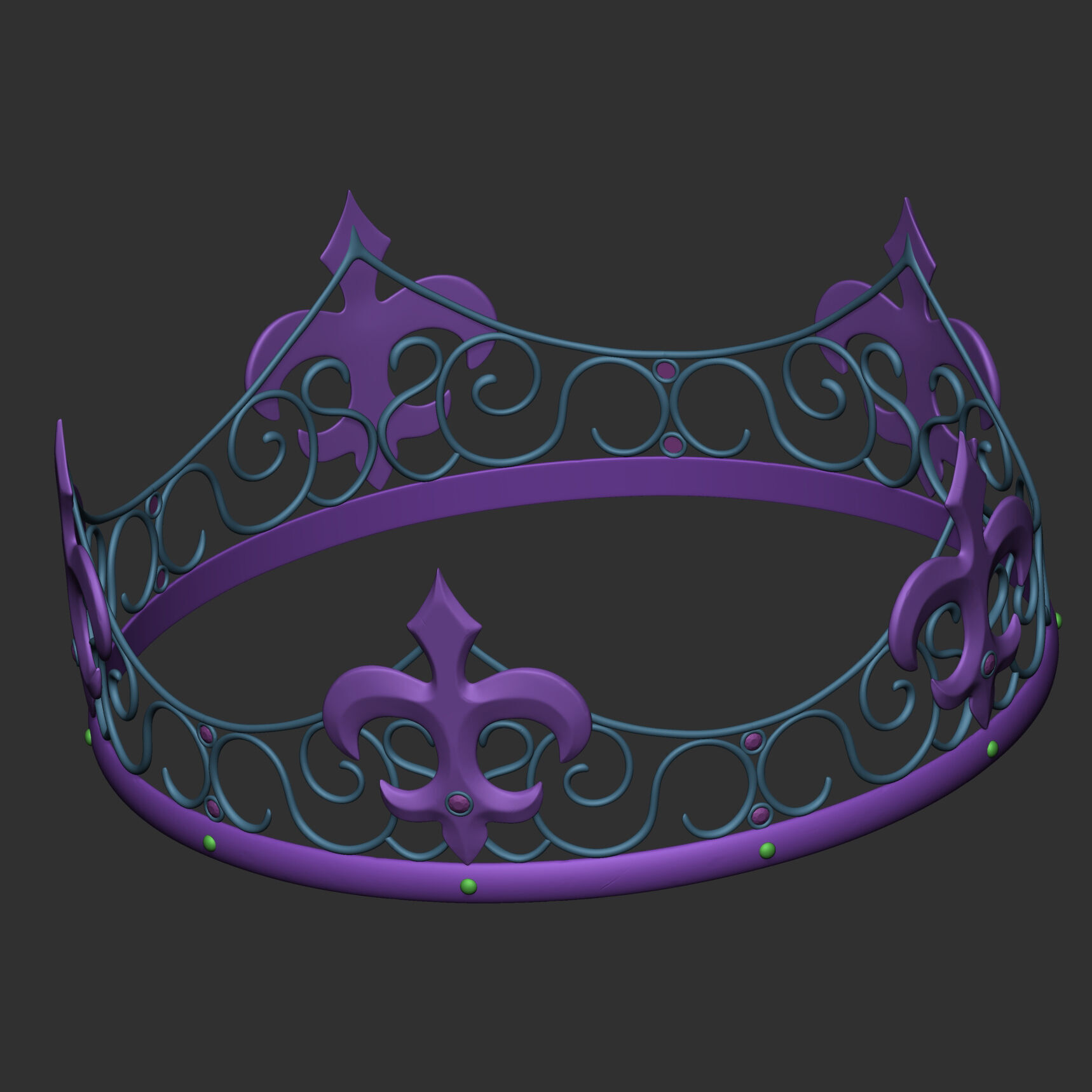 Realistic Crowns set 2 ornate ring 3D model_27