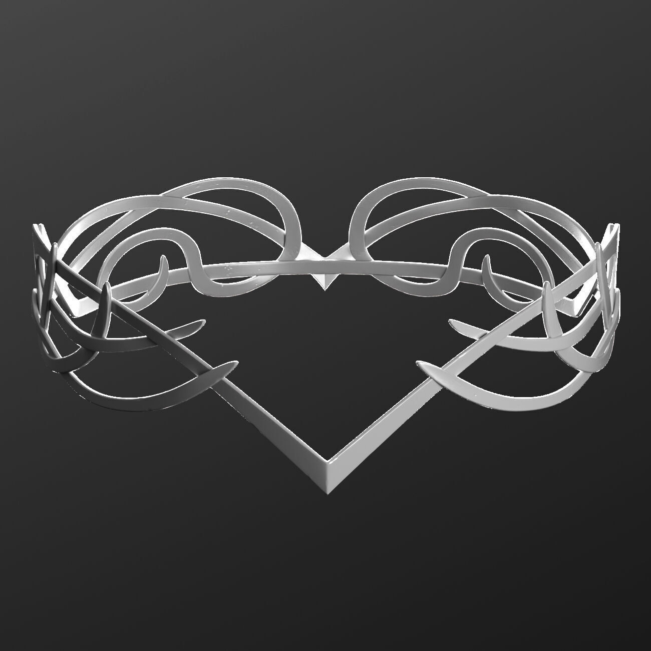 Realistic Crowns set 2 ornate ring 3D model_1