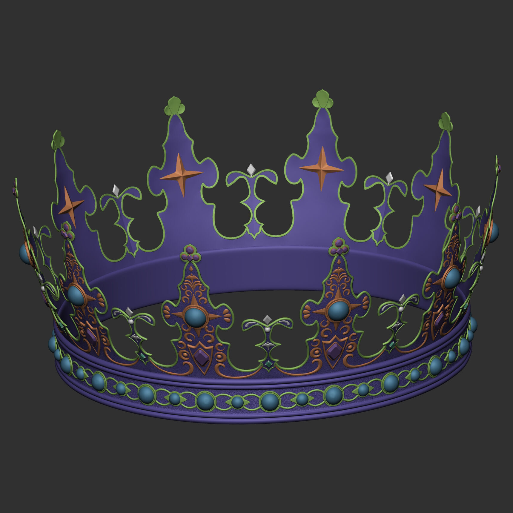 Realistic Crowns set 2 ornate ring 3D model_25
