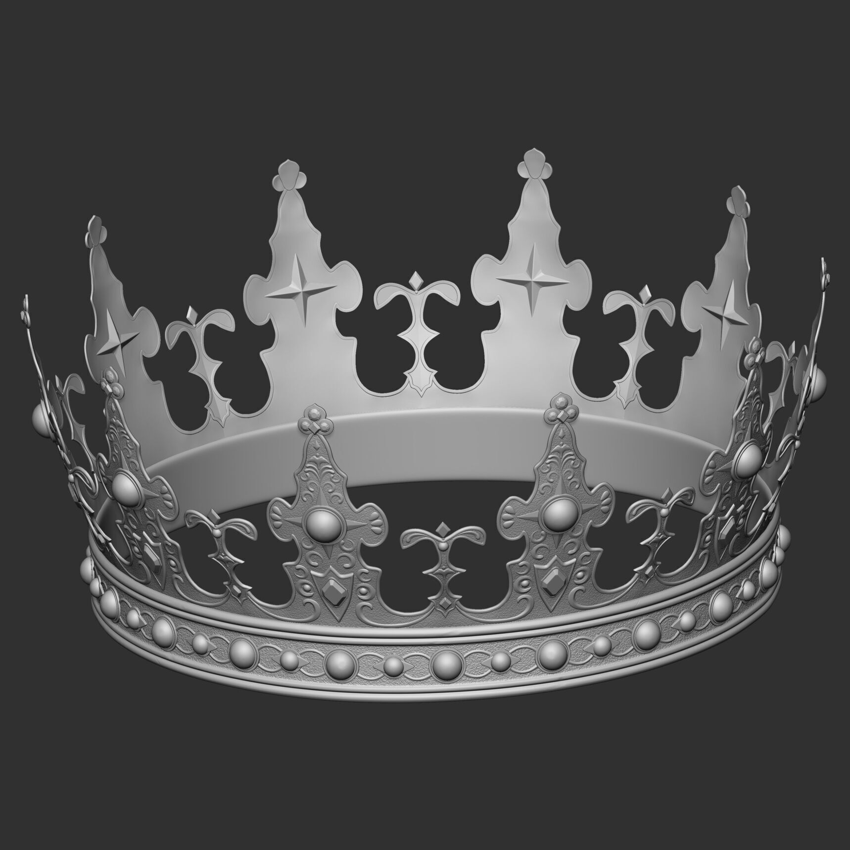 Realistic Crowns set 2 ornate ring 3D model_18