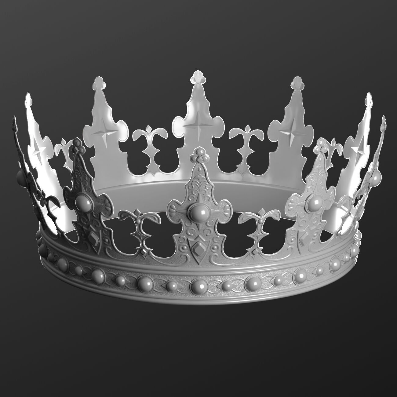 Realistic Crowns set 2 ornate ring 3D model_8