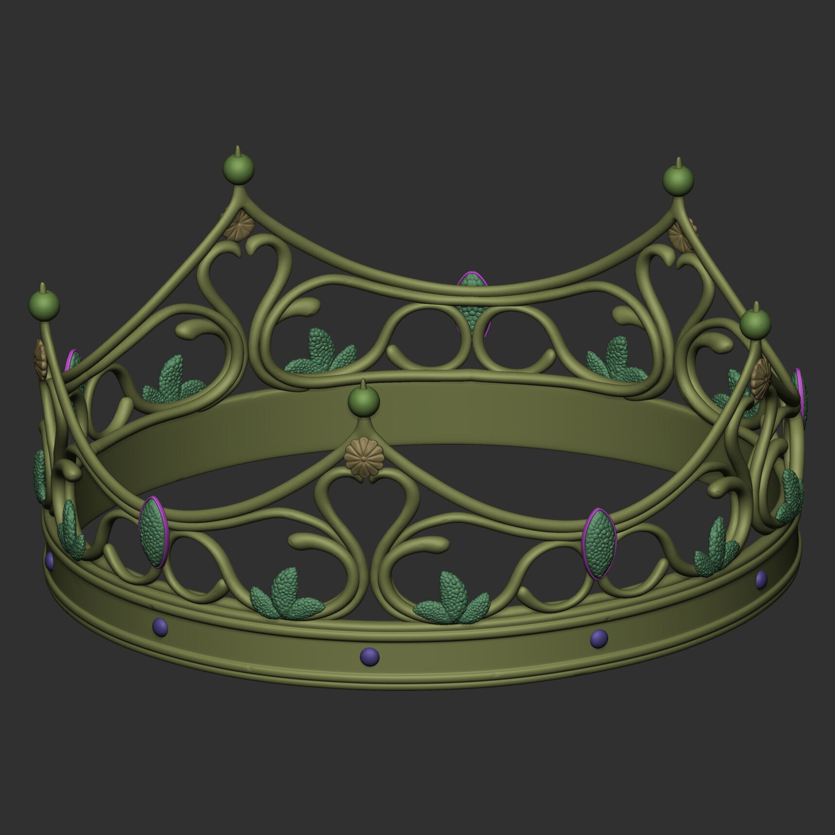 Realistic Crowns set 2 ornate ring 3D model_23