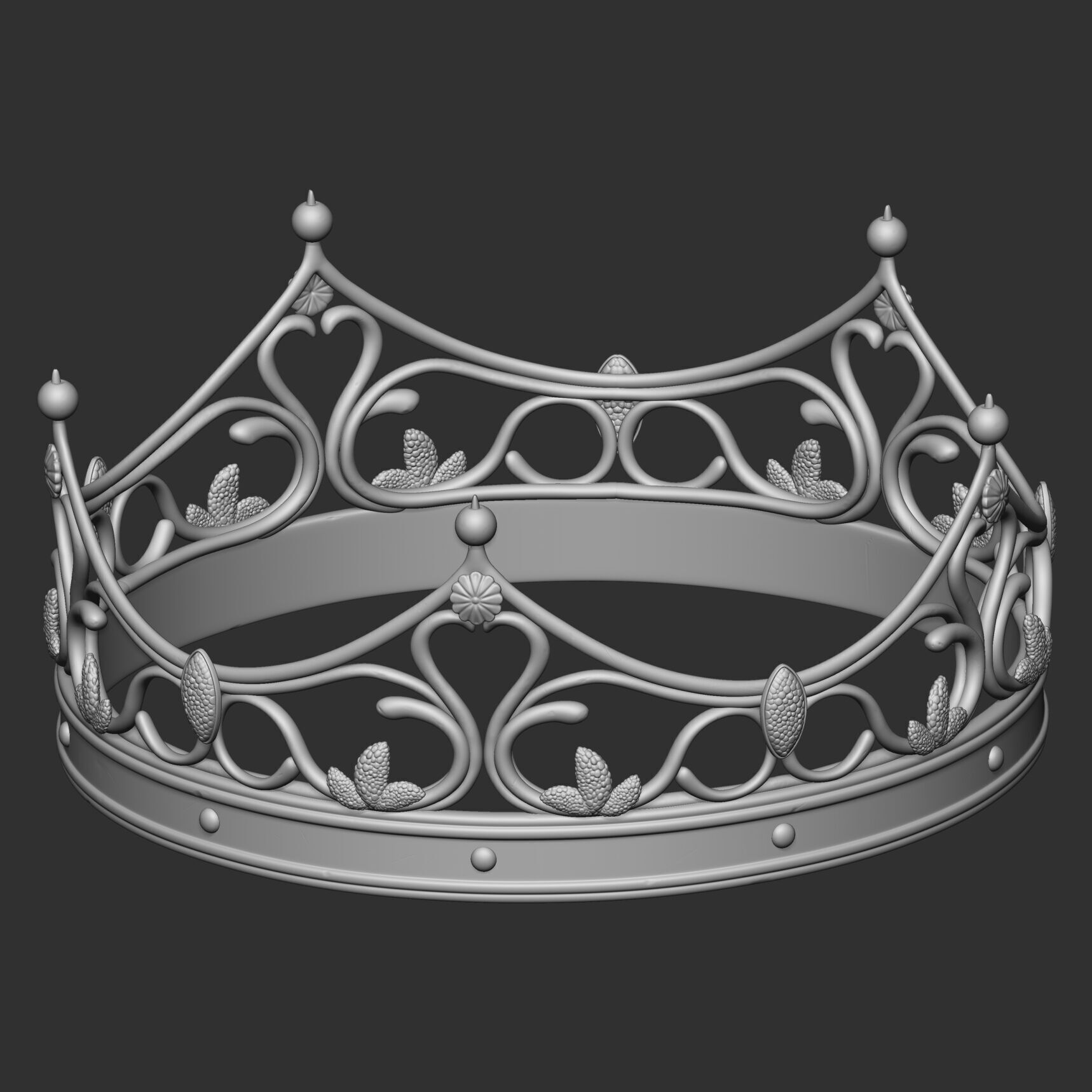 Realistic Crowns set 2 ornate ring 3D model_16