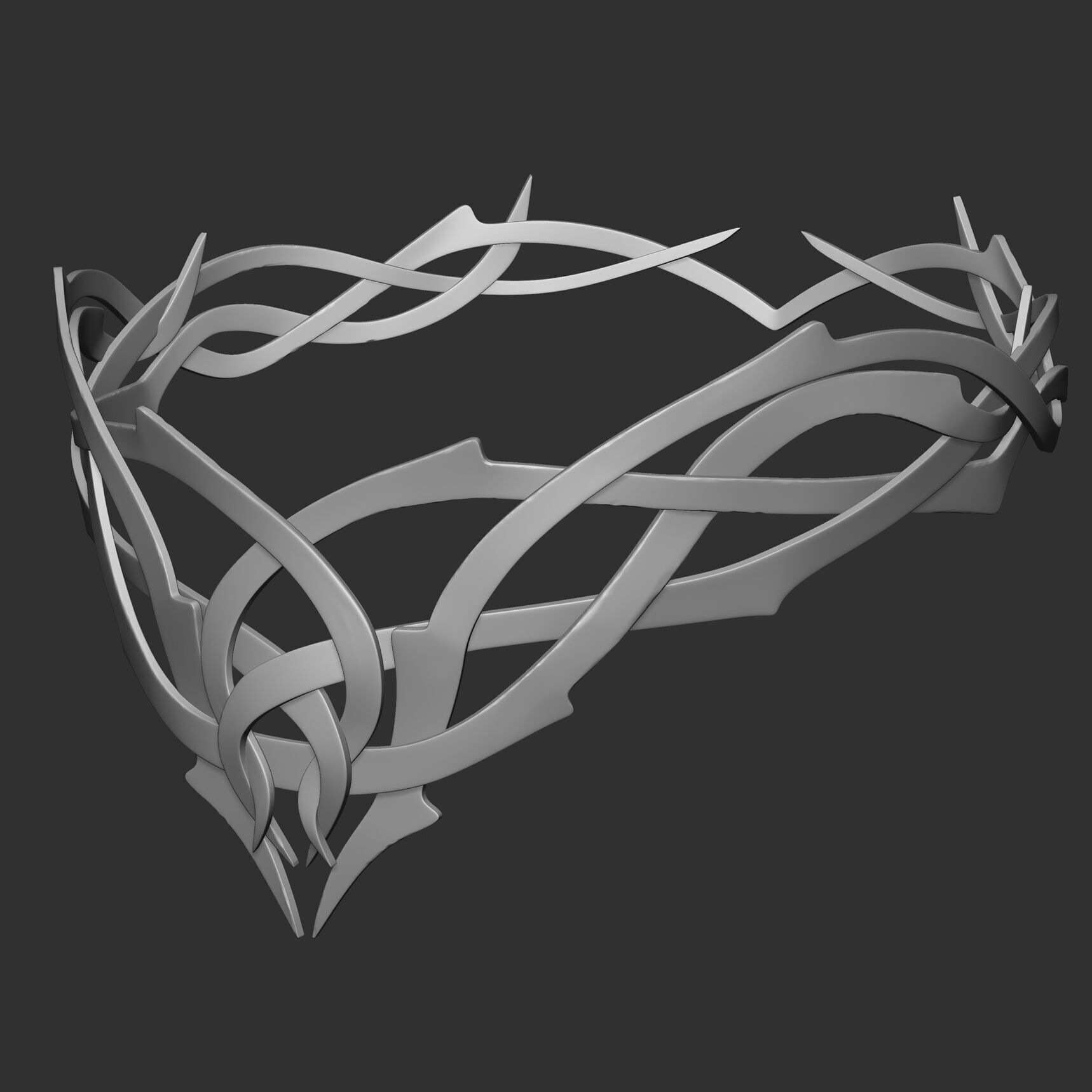 Realistic Crowns set 2 ornate ring 3D model_12