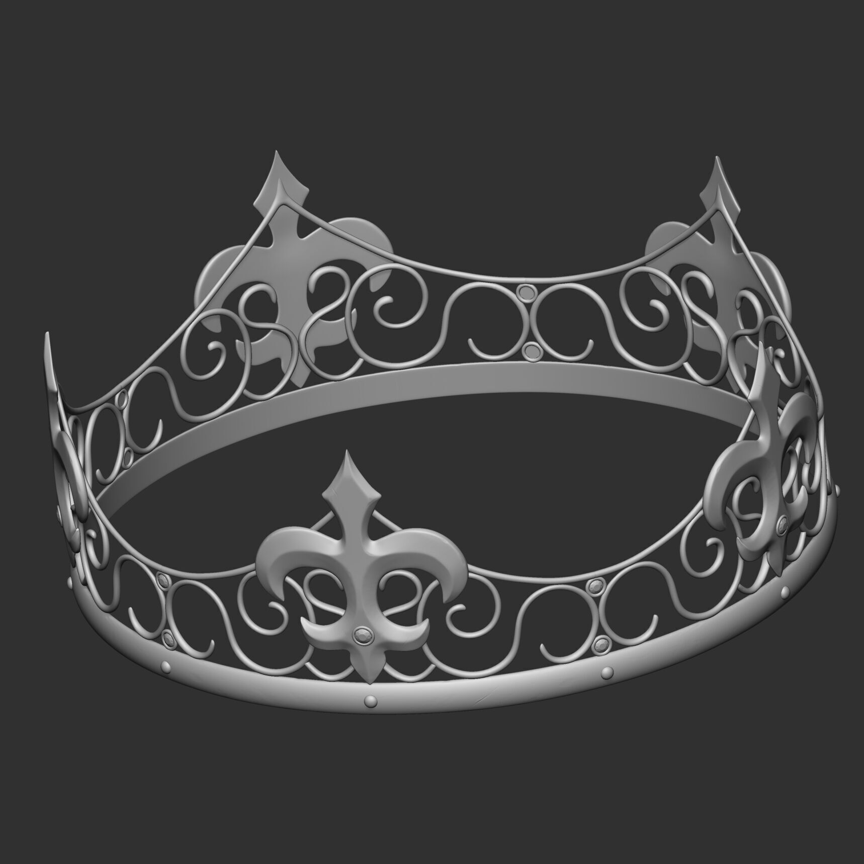 Realistic Crowns set 2 ornate ring 3D model_20