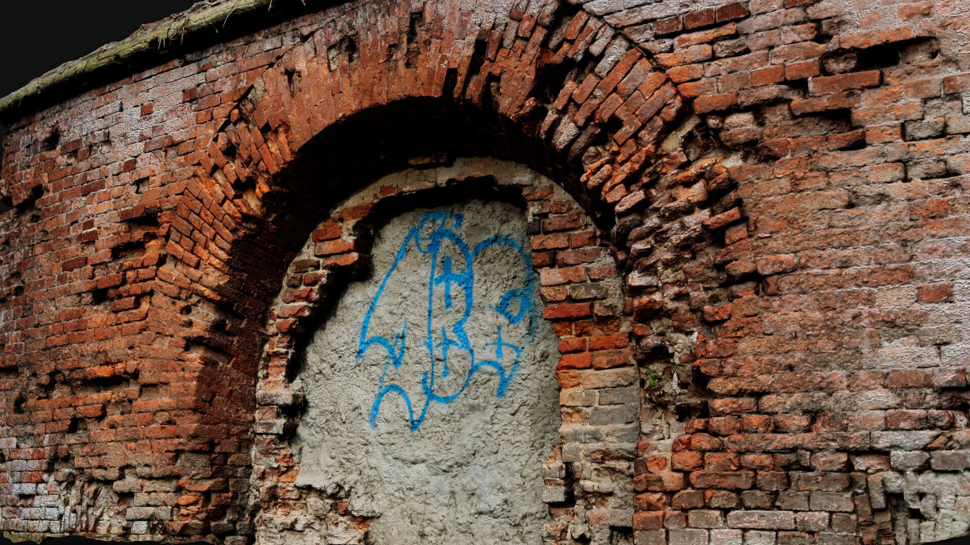 ruins abandoned fortress brickwall part2 photogrammetry Low-poly 3D model_4