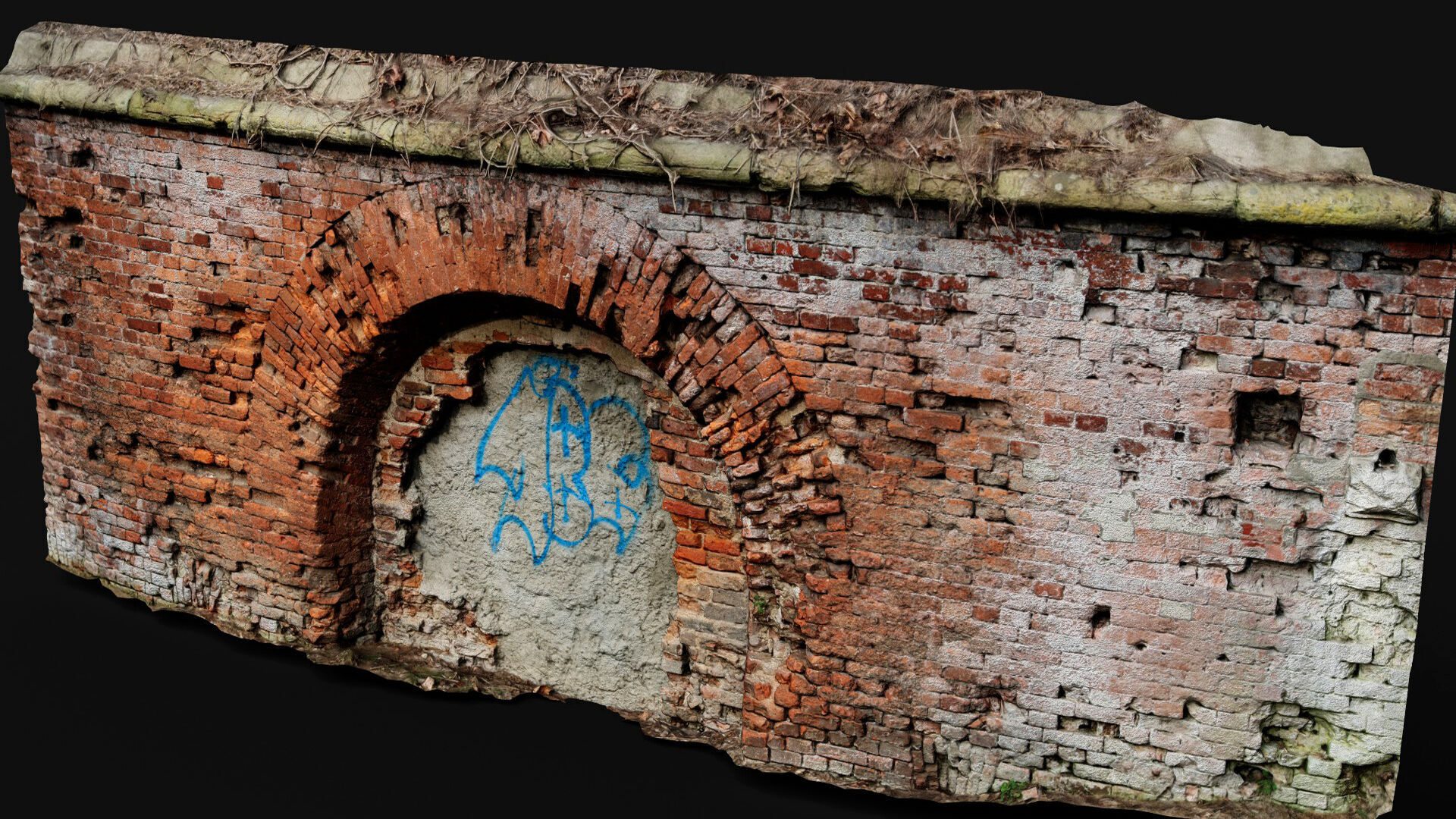 ruins abandoned fortress brickwall part2 photogrammetry Low-poly 3D model_6