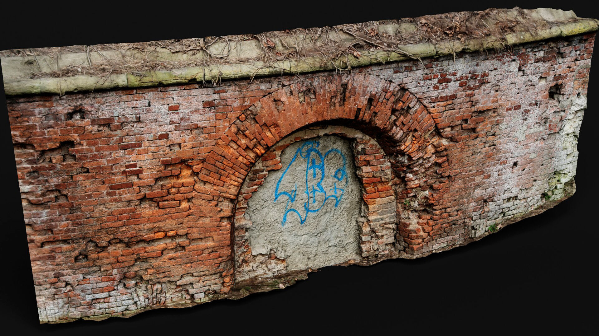 ruins abandoned fortress brickwall part2 photogrammetry Low-poly 3D model_5