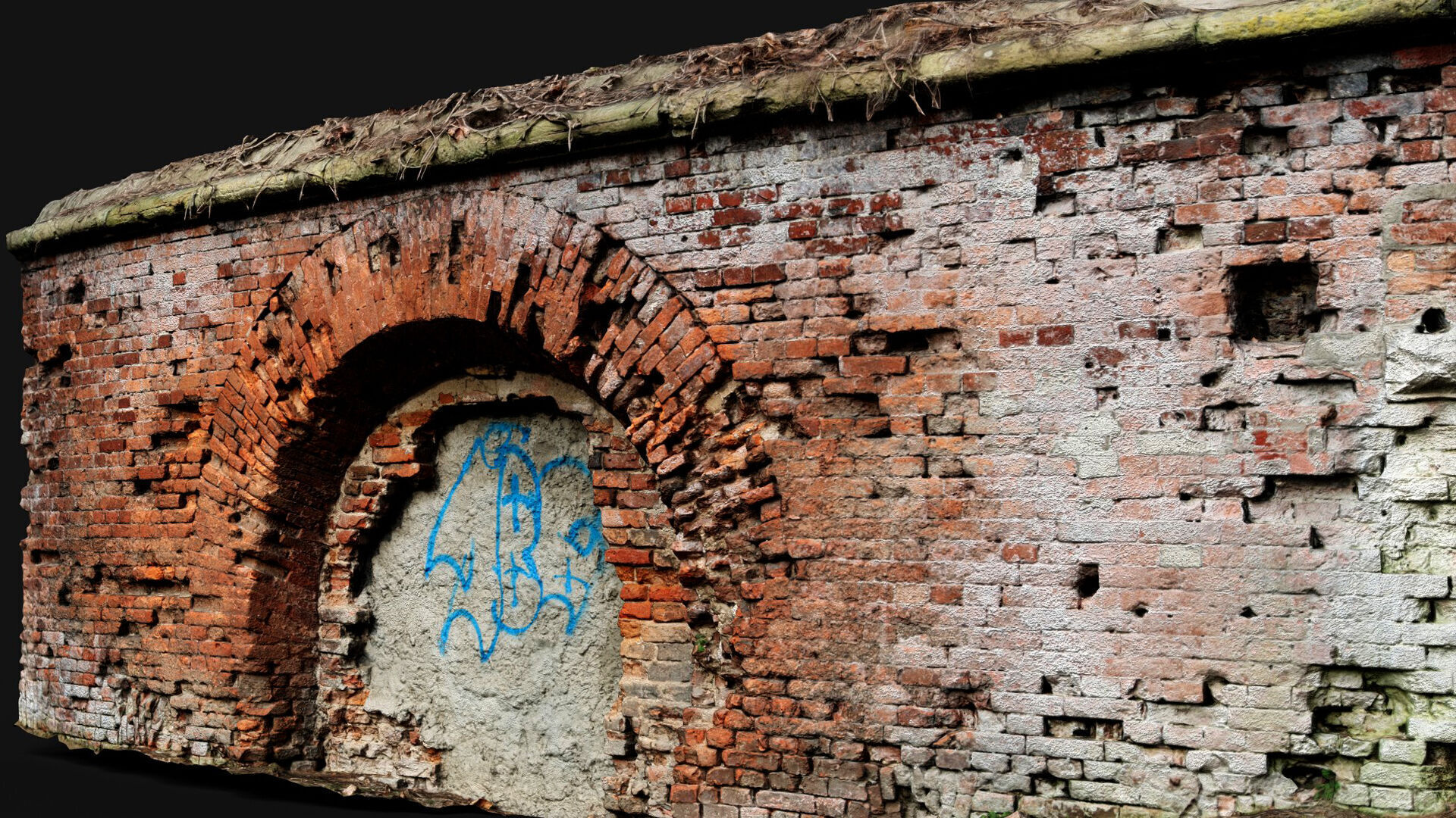 ruins abandoned fortress brickwall part2 photogrammetry Low-poly 3D model_2