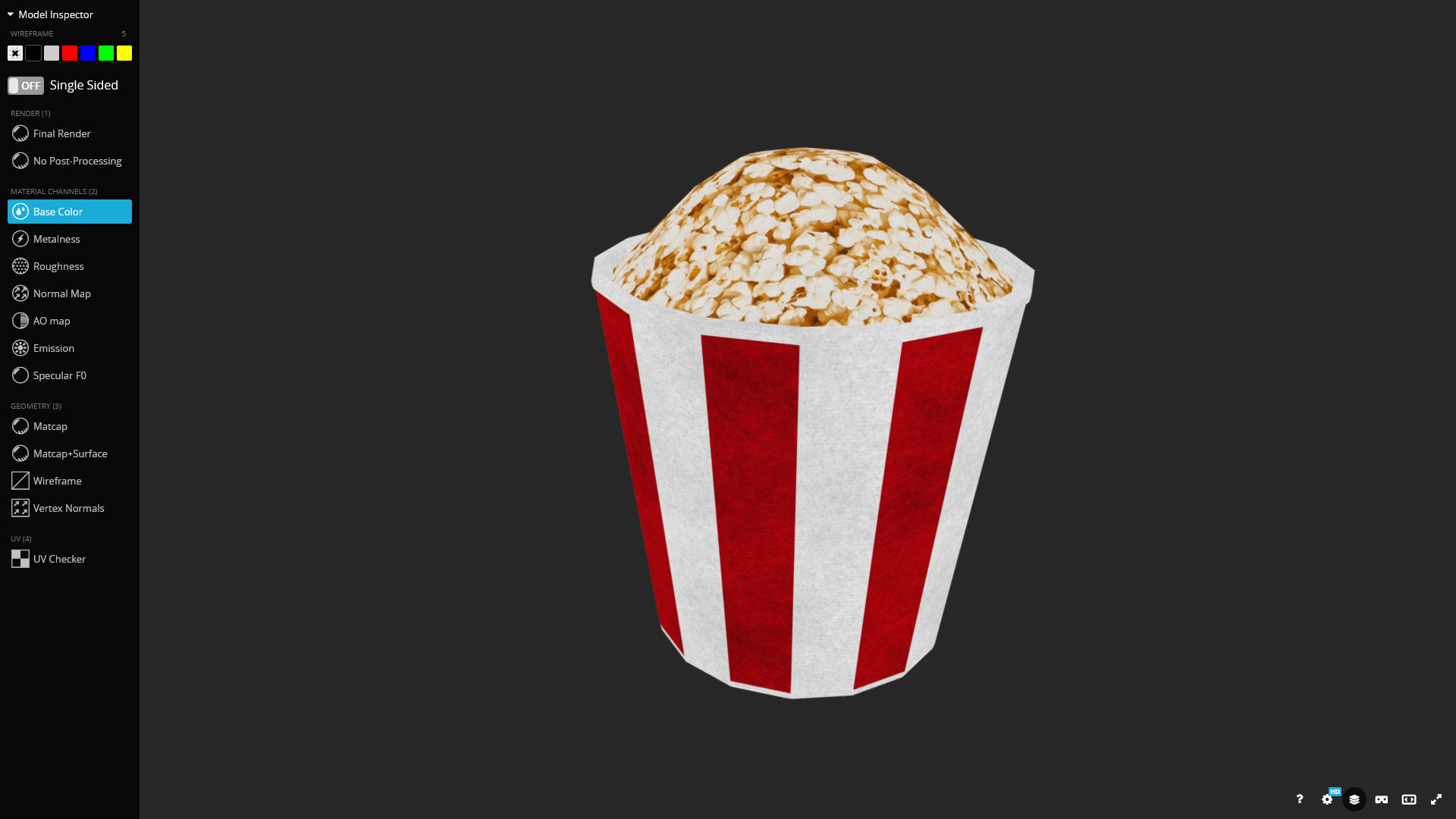 Popcorn Bucket 3D Model Low-poly 3D model_5