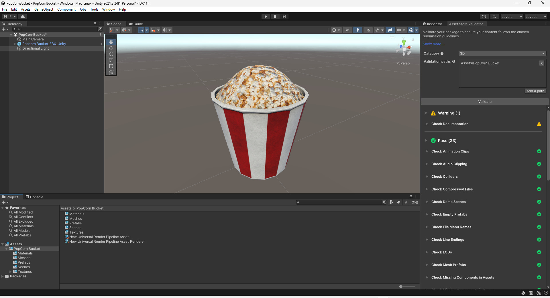 Popcorn Bucket 3D Model Low-poly 3D model_1