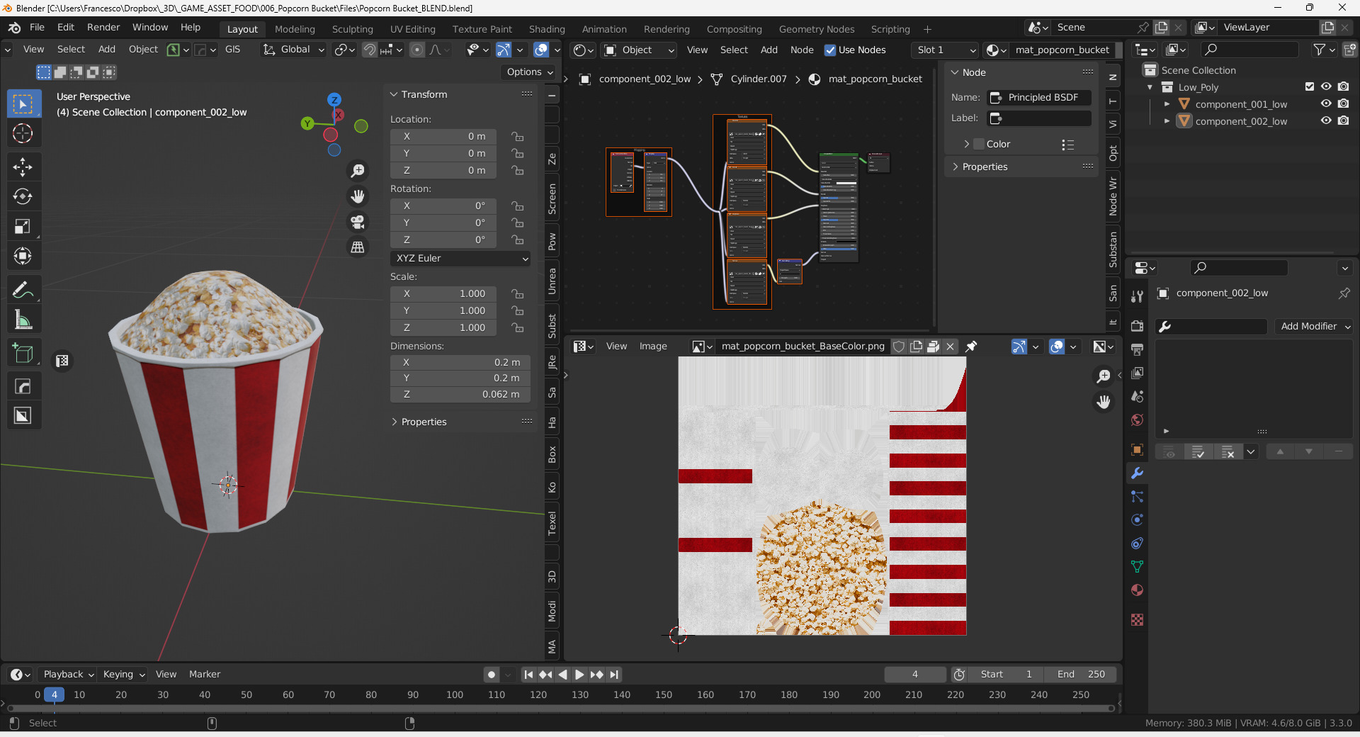 Popcorn Bucket 3D Model Low-poly 3D model_2
