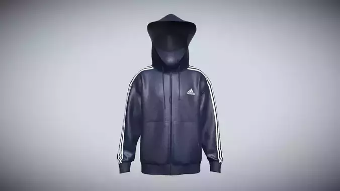 Adidas Essentials Fleece 3-Stripe Zip Hoodie In Low Poly