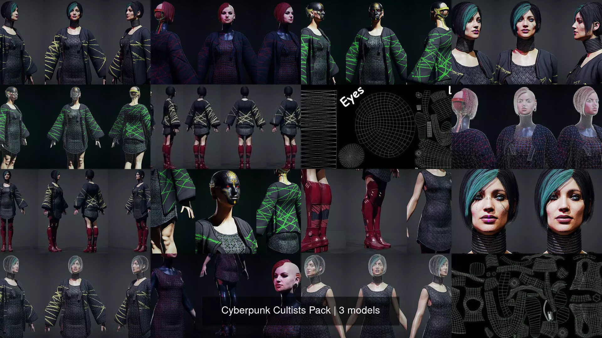 Cyberpunk Cultists Pack 3D Model Collection_1