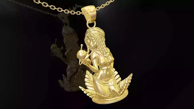 Voodoo Bree statue sculpture pendant jewelry gold