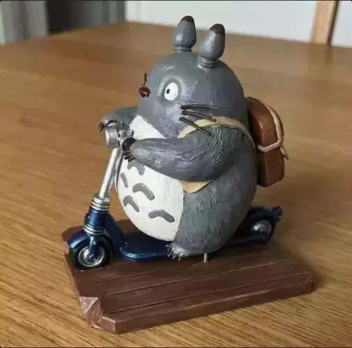 Totoro on a Scooter  Fun 3D Printable Statue