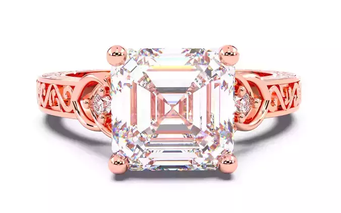 Asscher Diamond Vintage Setting Solitaire Ring