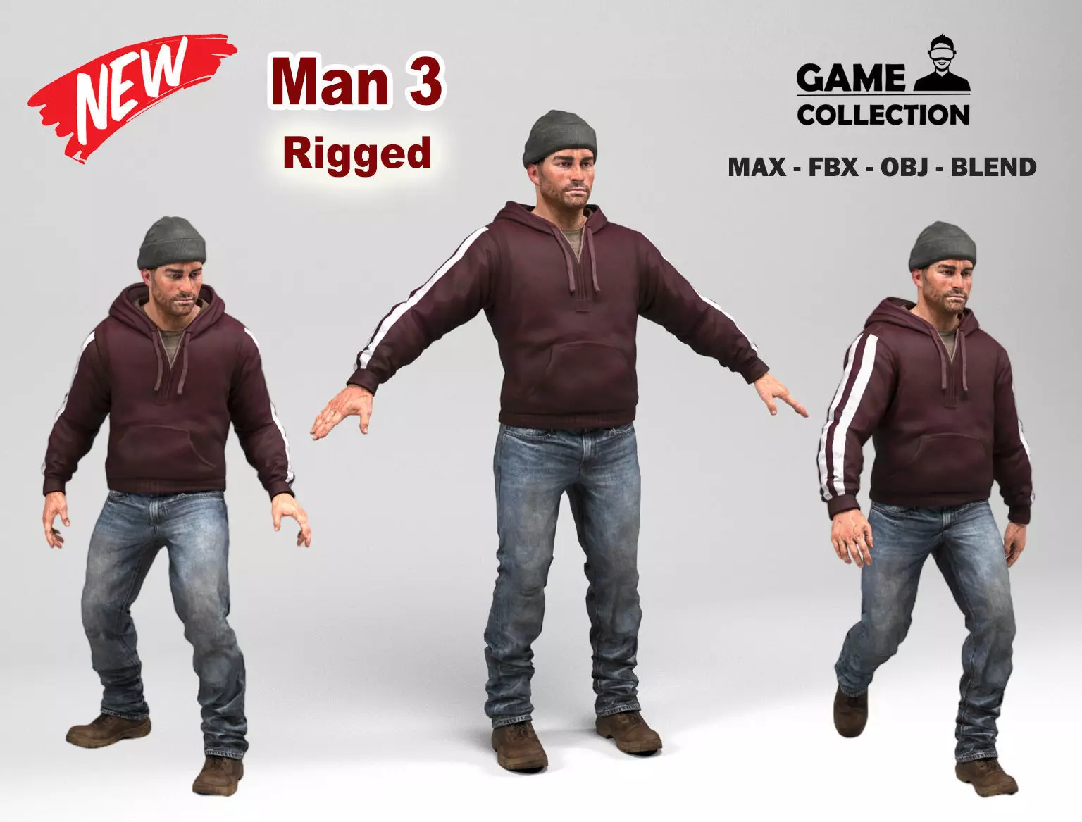 Man 3 Collection Low-poly 3D model_0